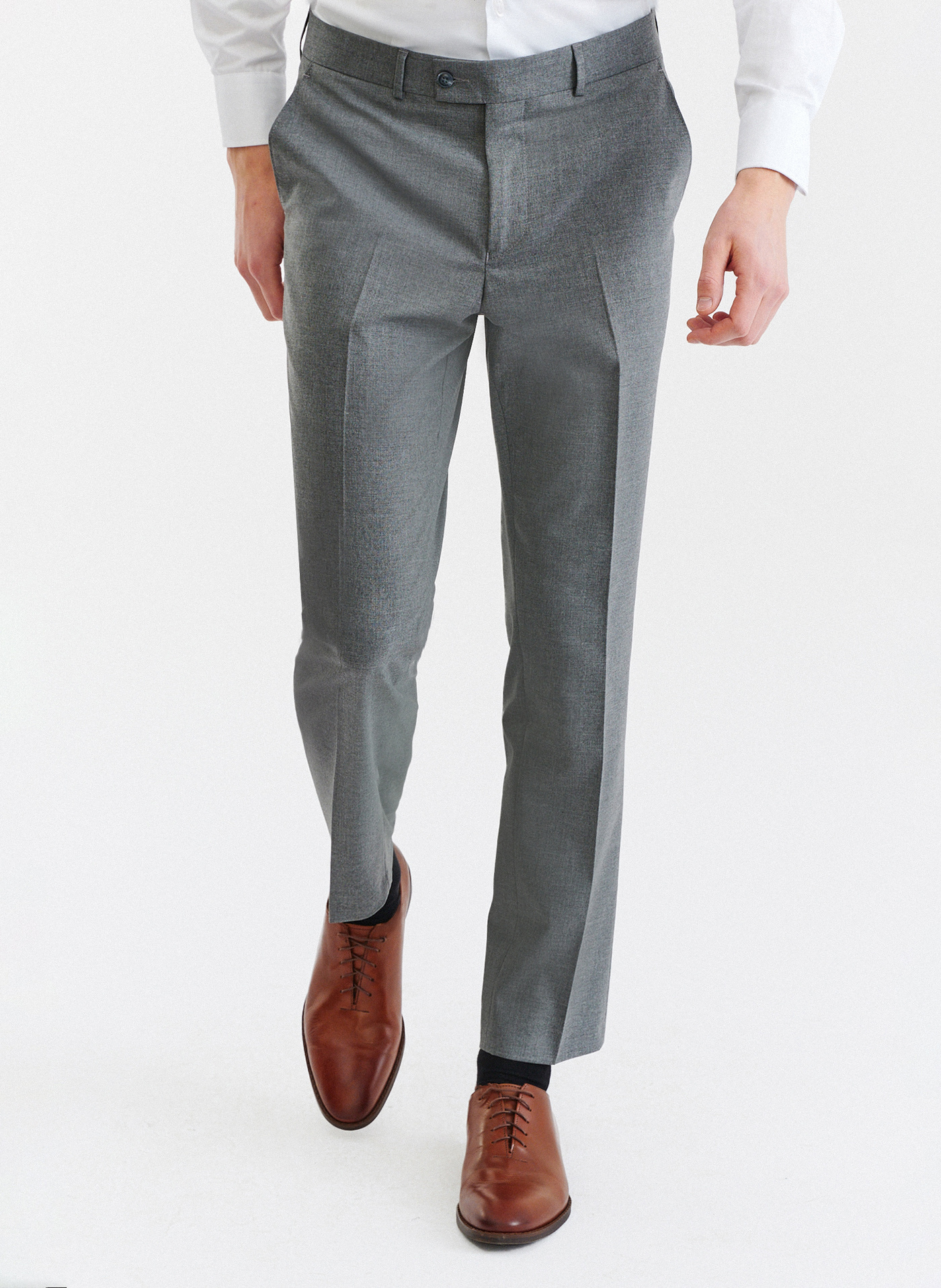 Szare gładkie spodnie garniturowe - Pako Lorente