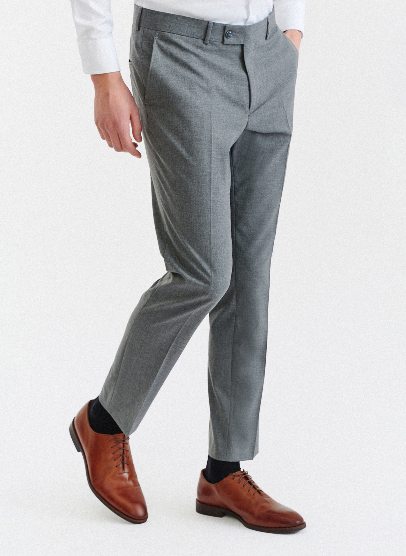 Szare gładkie spodnie garniturowe - Pako Lorente