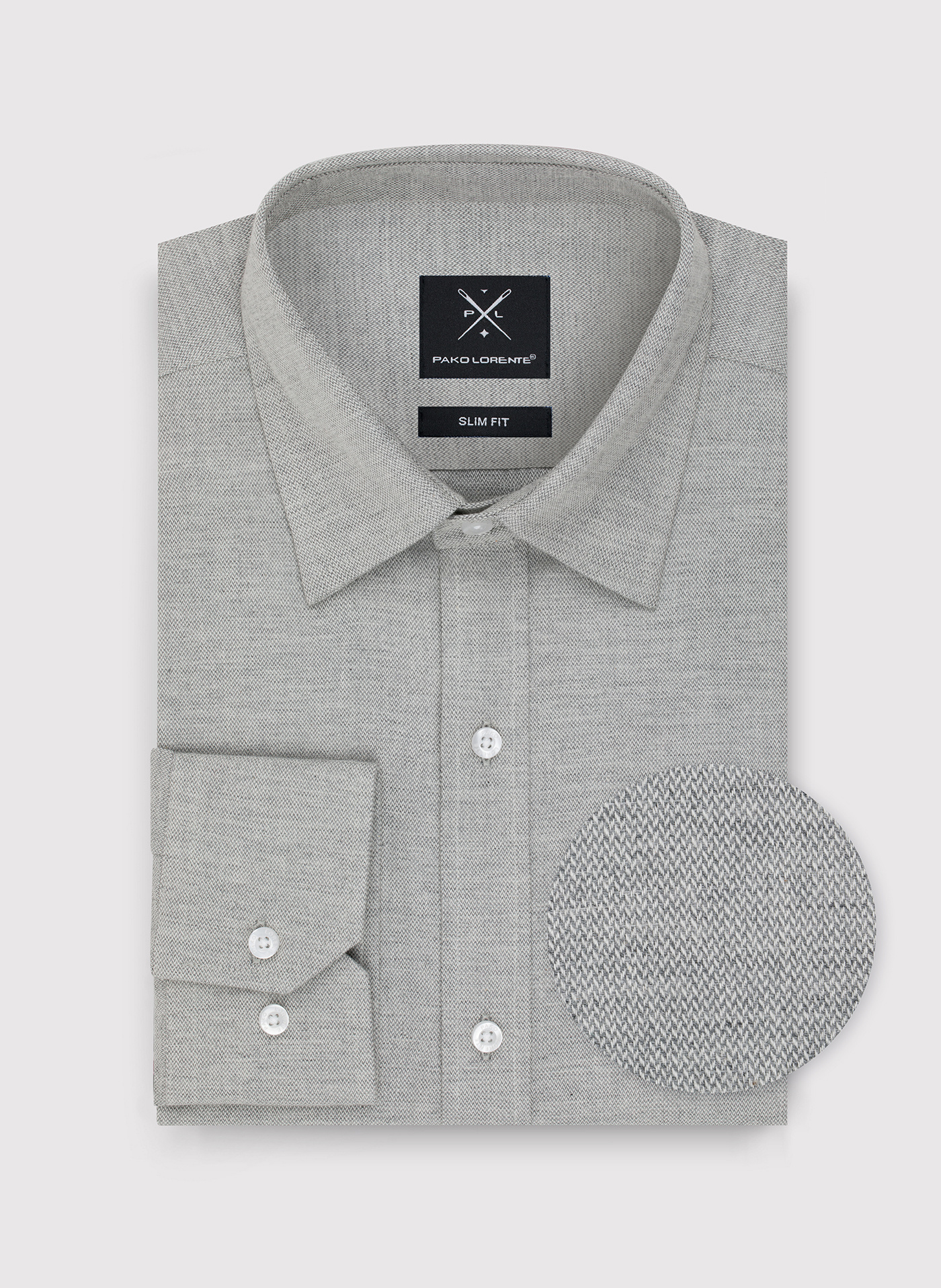 Zielono-szara bawełniana koszula męska - Pako Lorente