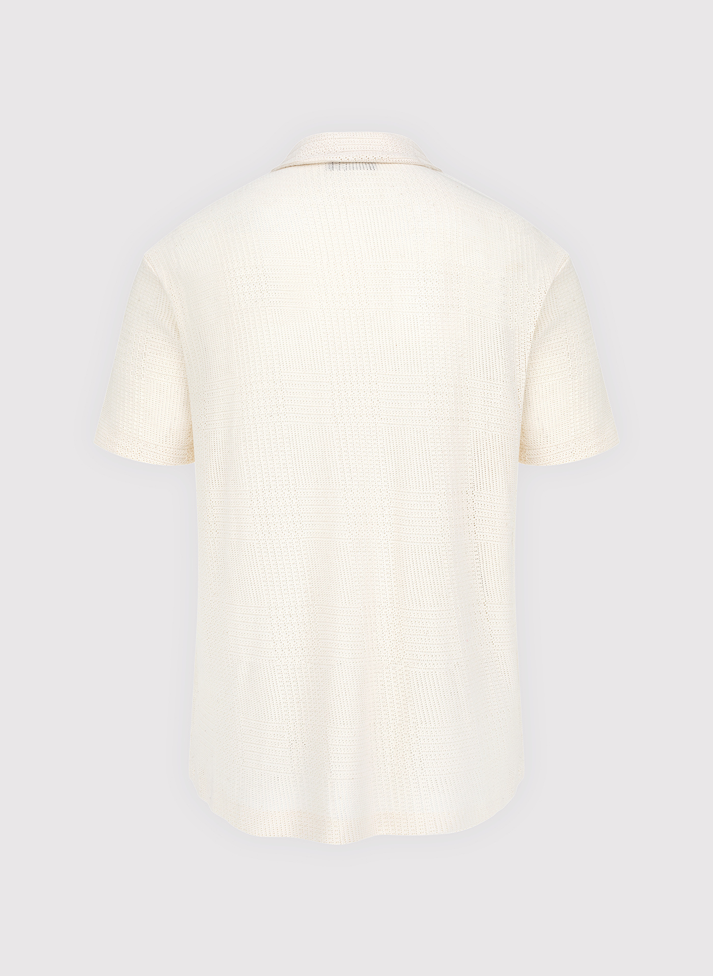 PAKO LORENTE - Ażurowa koszula męska z krótkim rękawem ecru - Pako Lorente