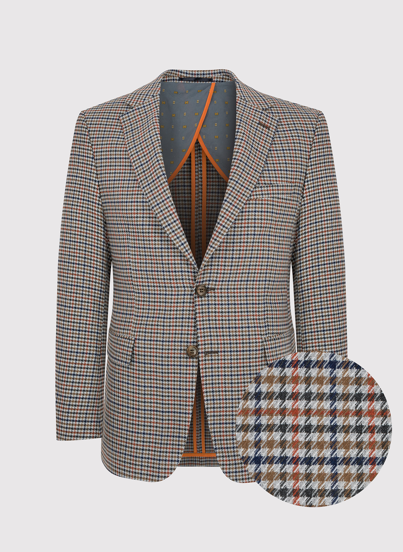 Beżowa casualowa marynarka męska w pepitkę - Pako Lorente