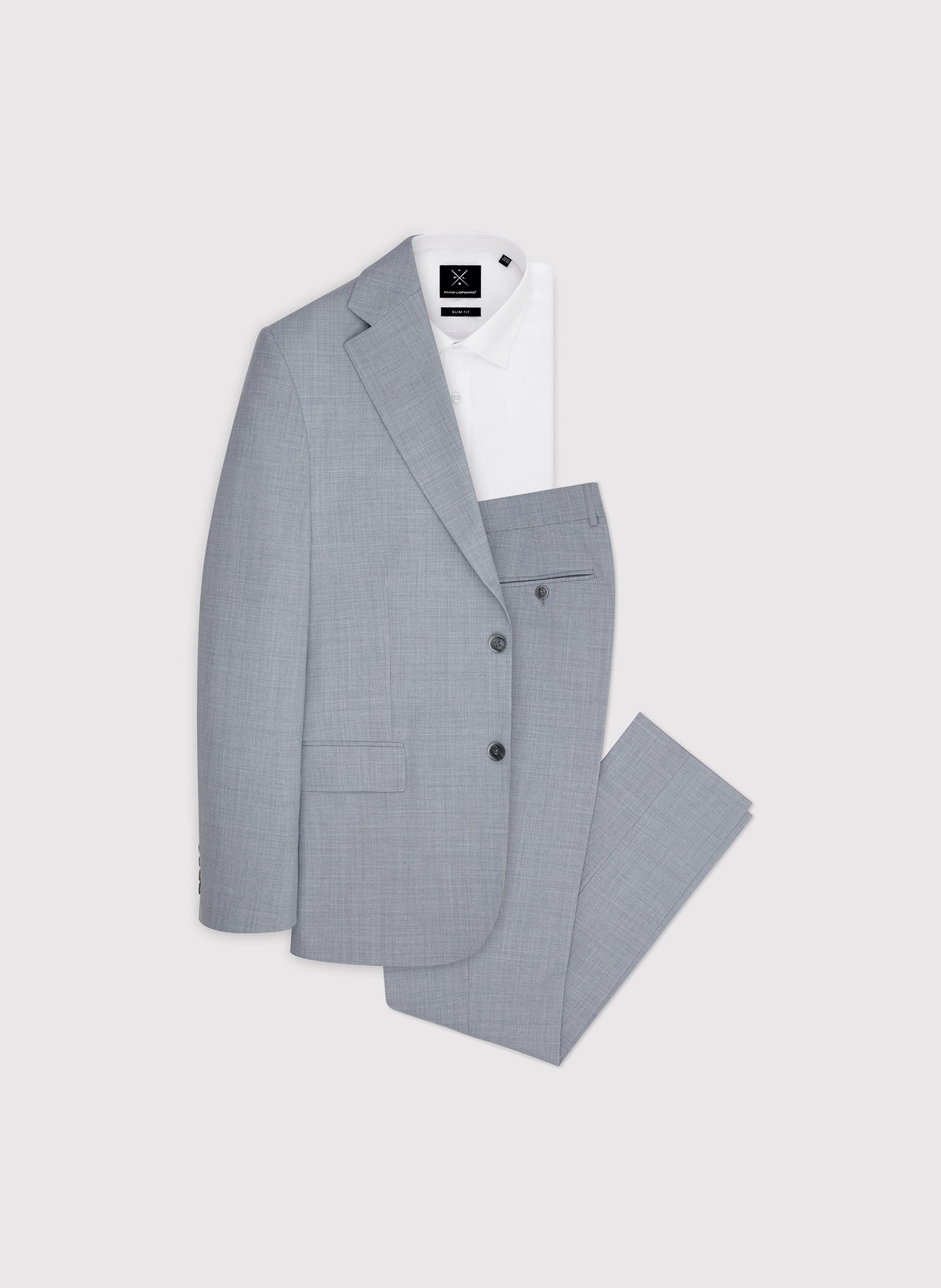 PAKO LORENTE - Gładki szary garnitur męski - Pako Lorente