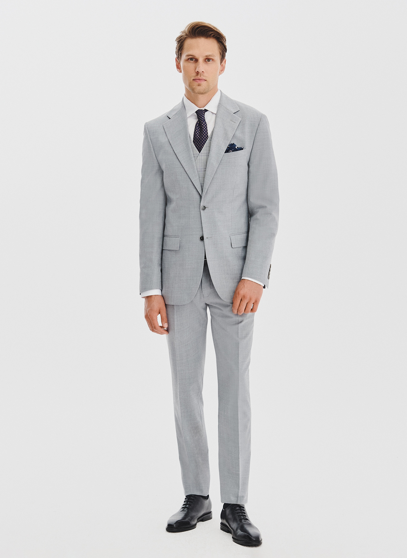 PAKO LORENTE - Gładki szary garnitur męski - Pako Lorente