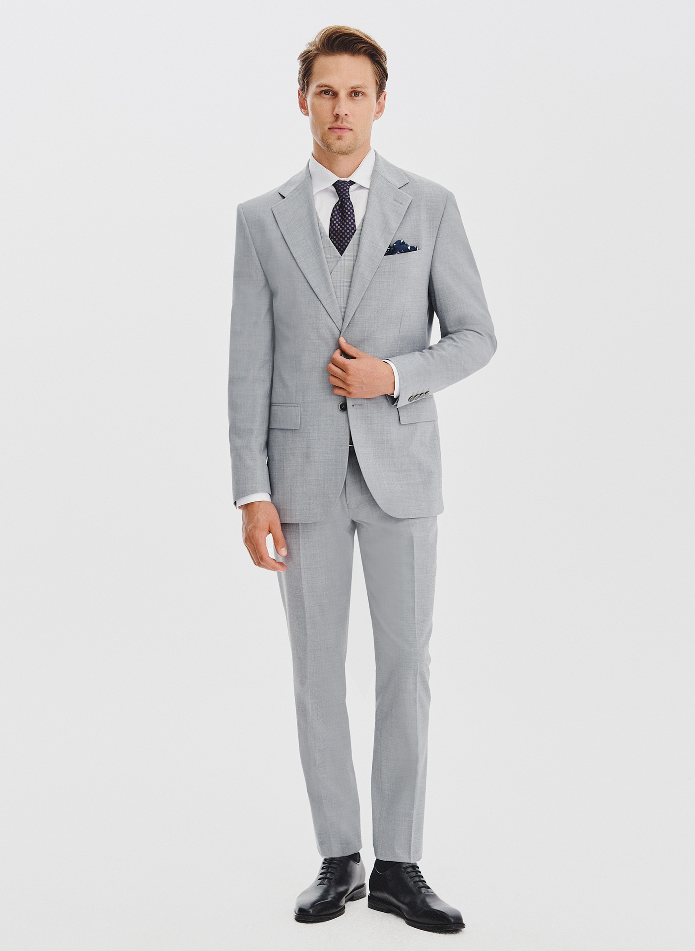 PAKO LORENTE - Gładki szary garnitur męski - Pako Lorente