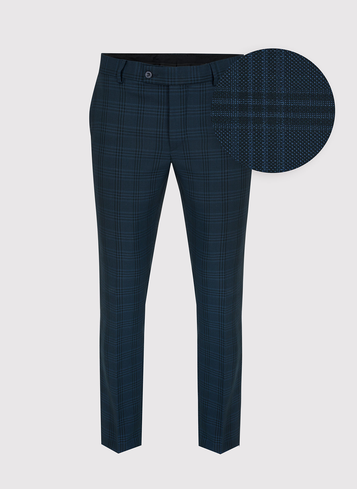 Granatowe spodnie garniturowe w subtelną kratę P22SF-6G-024-G-S - Pako Lorente