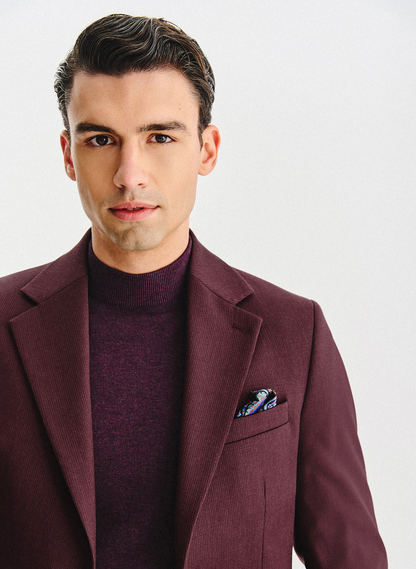 Bordowa marynarka z wełną i jedwabiem - Pako Lorente