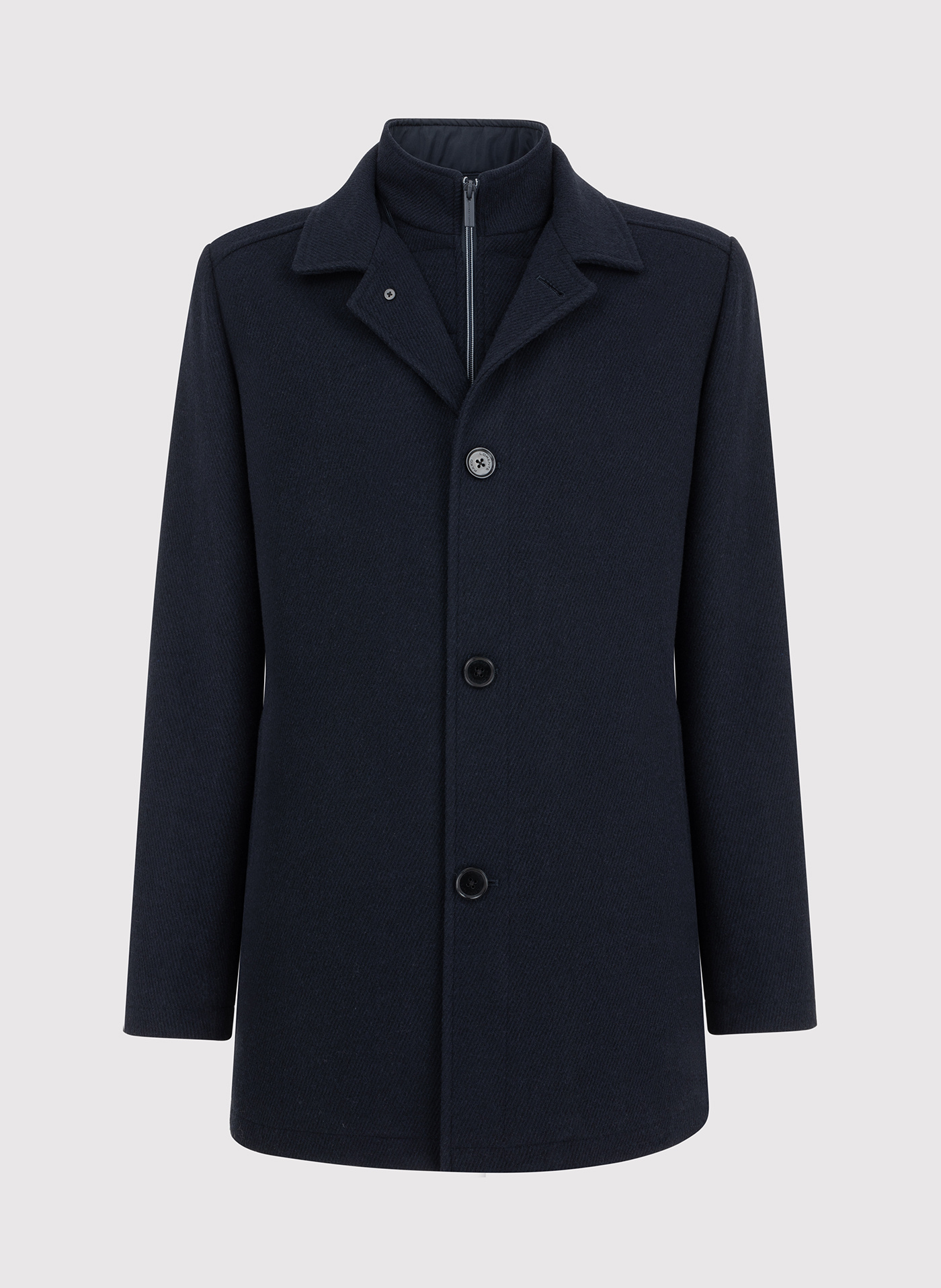 Granatowy płaszcz męski z wełną - Pako Lorente