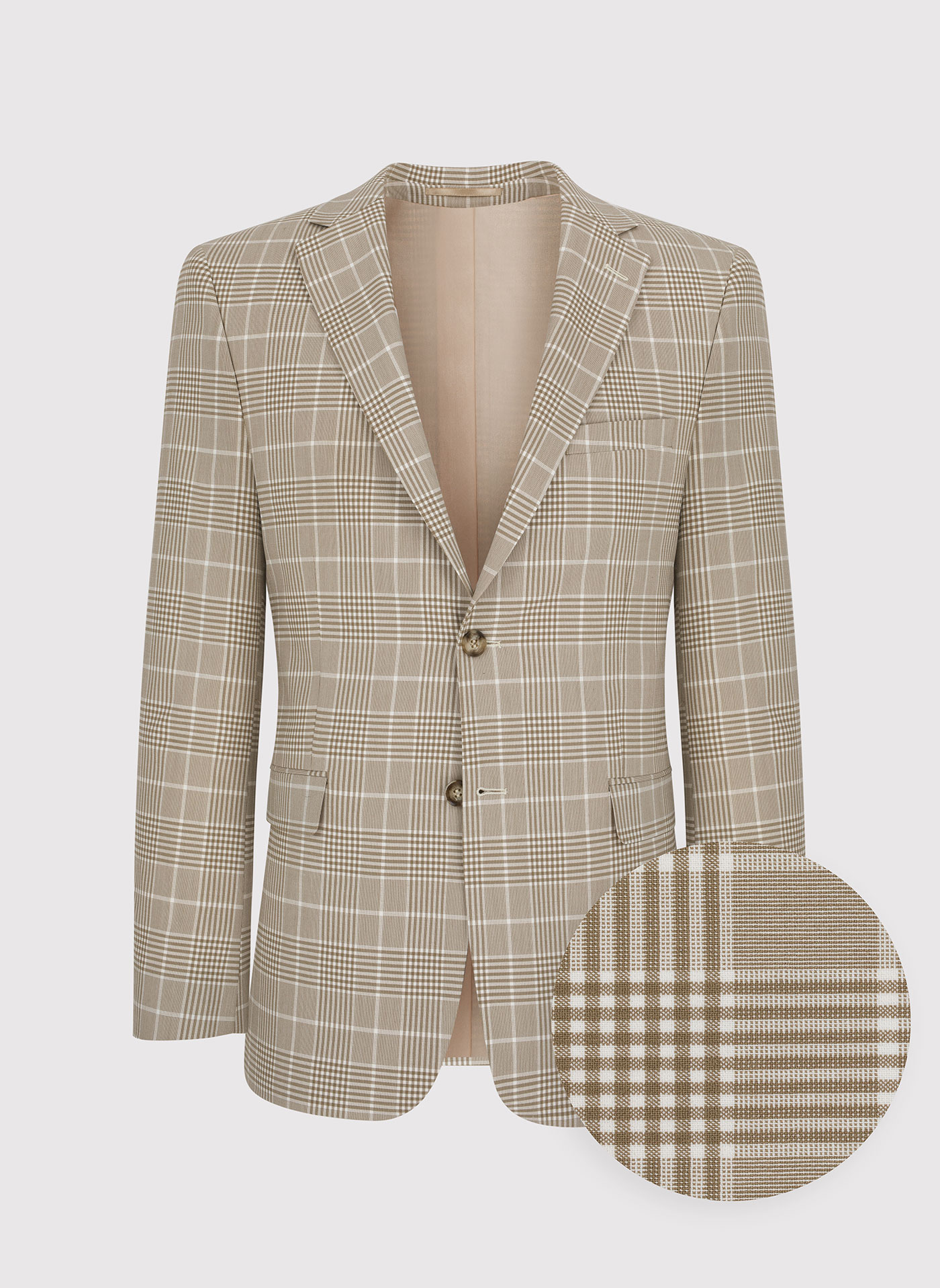 Beżowa marynarka męska w kratę - Pako Lorente