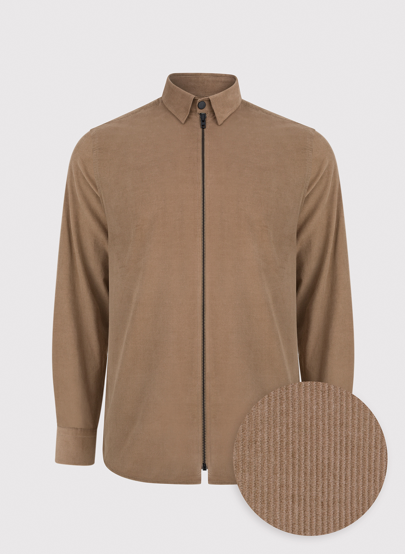 Sztruksowa koszula męska zapinana na suwak - Pako Lorente