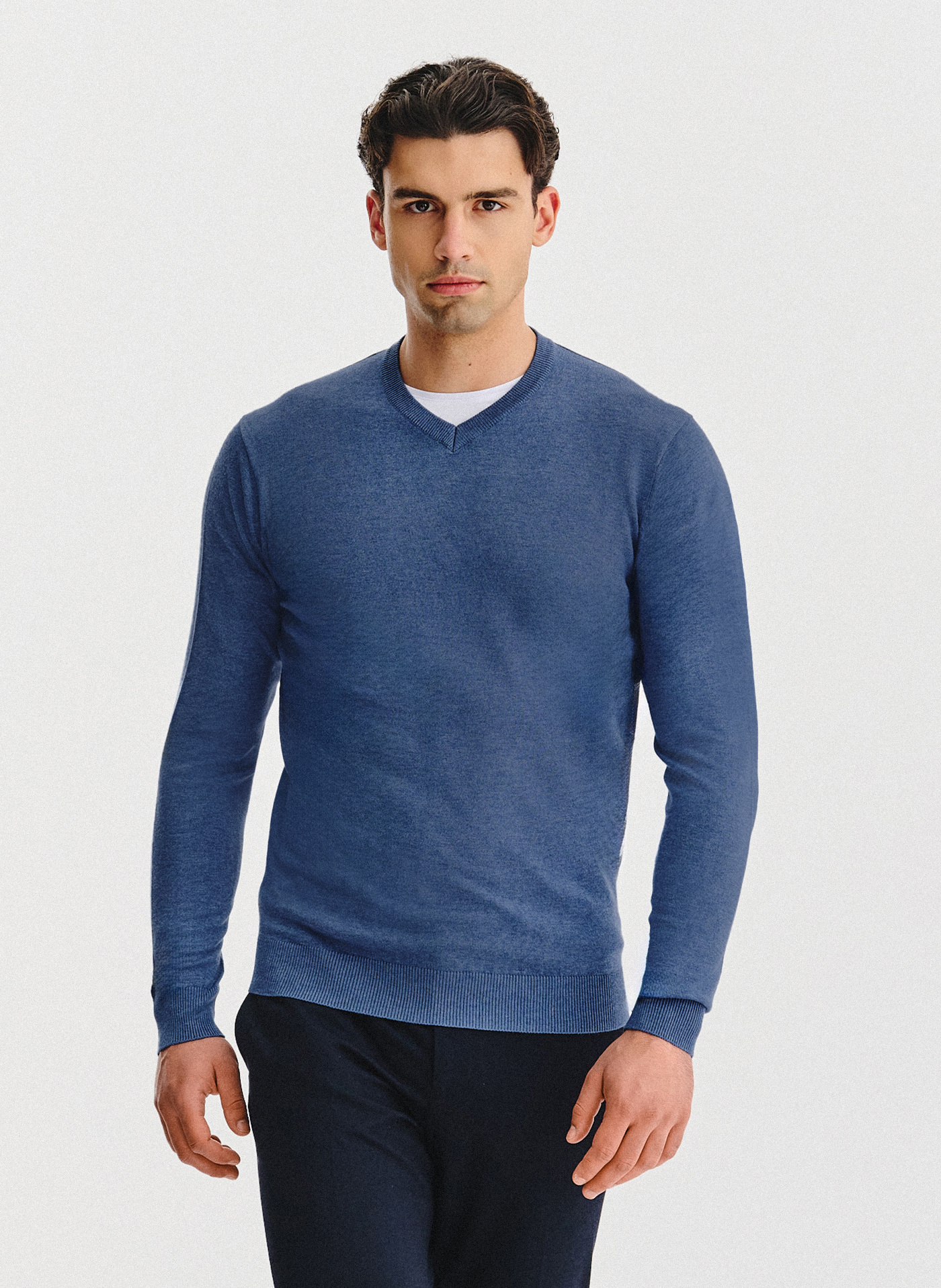 Niebieski sweter męski v-neck - Pako Lorente