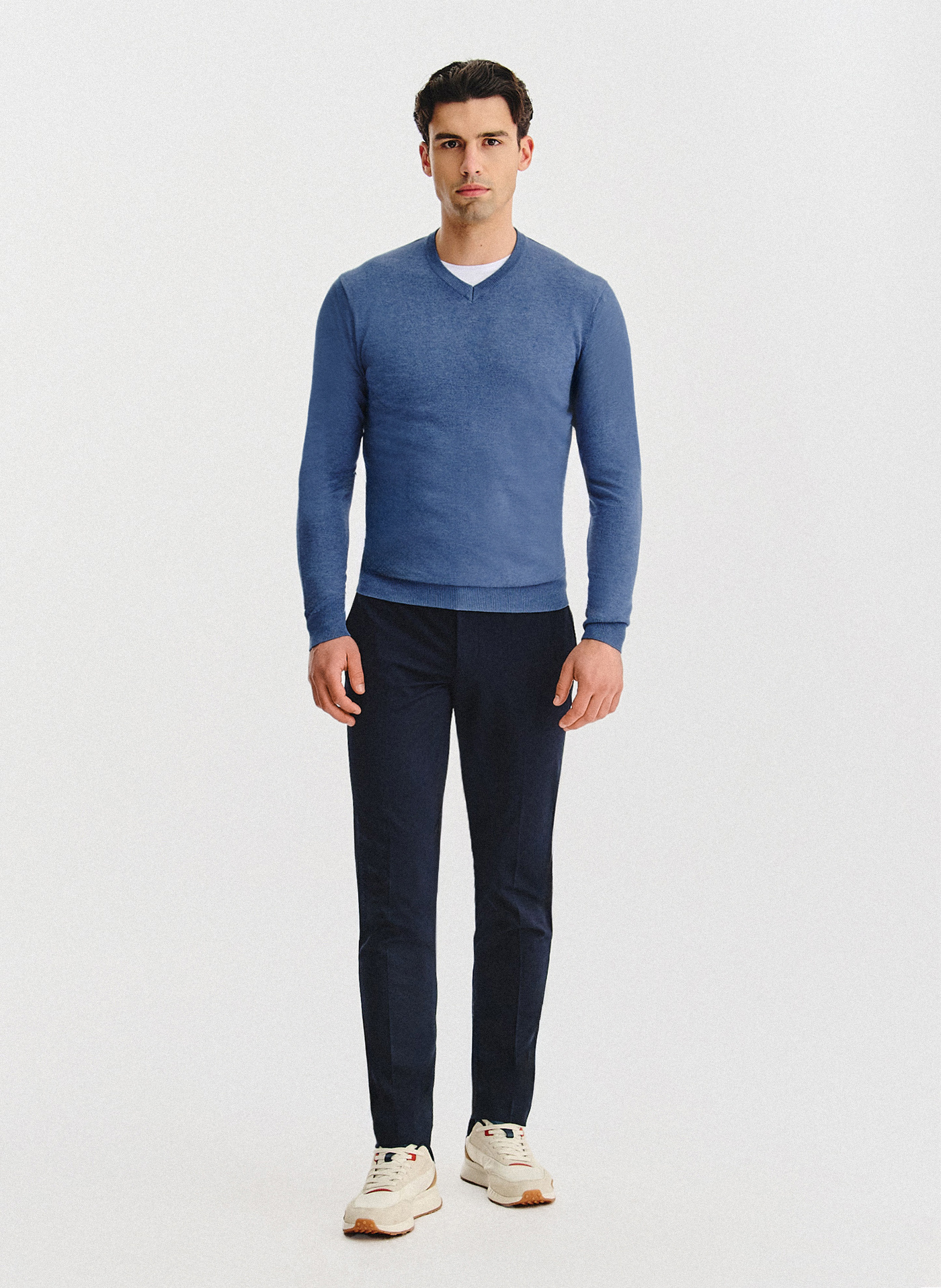 Niebieski sweter męski v-neck - Pako Lorente