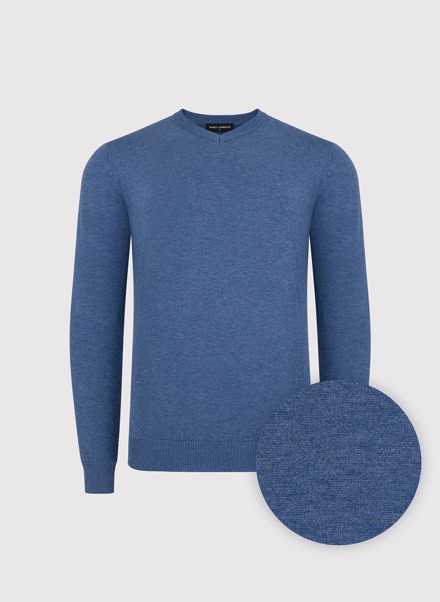 Niebieski sweter męski v-neck - Pako Lorente