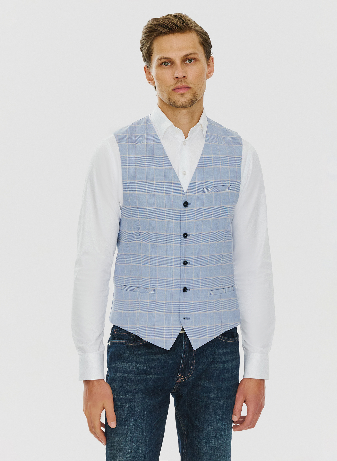 Męska kamizelka w kratę księcia Walii - Pako Lorente