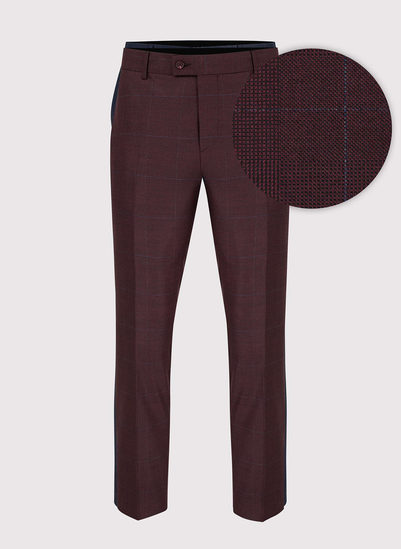Bordowe spodnie garniturowe w subtelną kratę - Pako Lorente