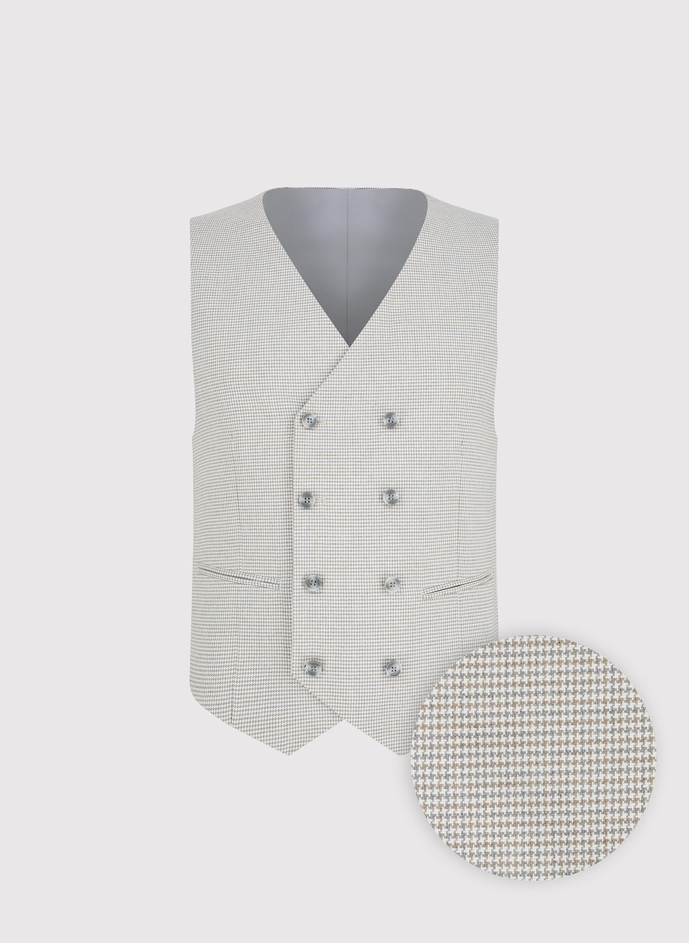 PAKO LORENTE - Beżowa dwurzędowa kamizelka w drobną kratę - Pako Lorente