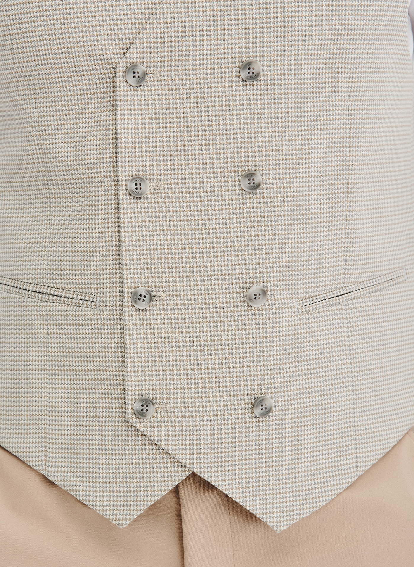 PAKO LORENTE - Beżowa dwurzędowa kamizelka w drobną kratę - Pako Lorente