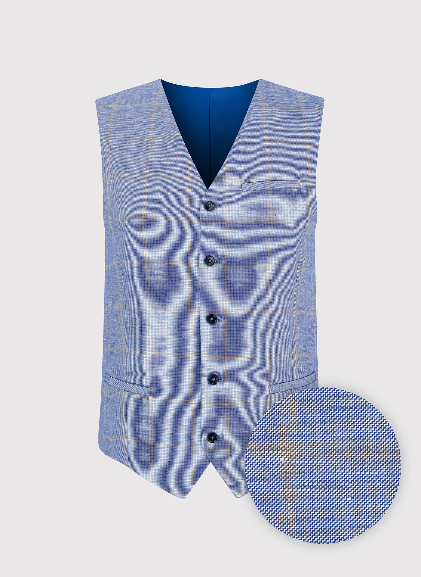 Męska niebieska kamizelka w kratkę - Pako Lorente