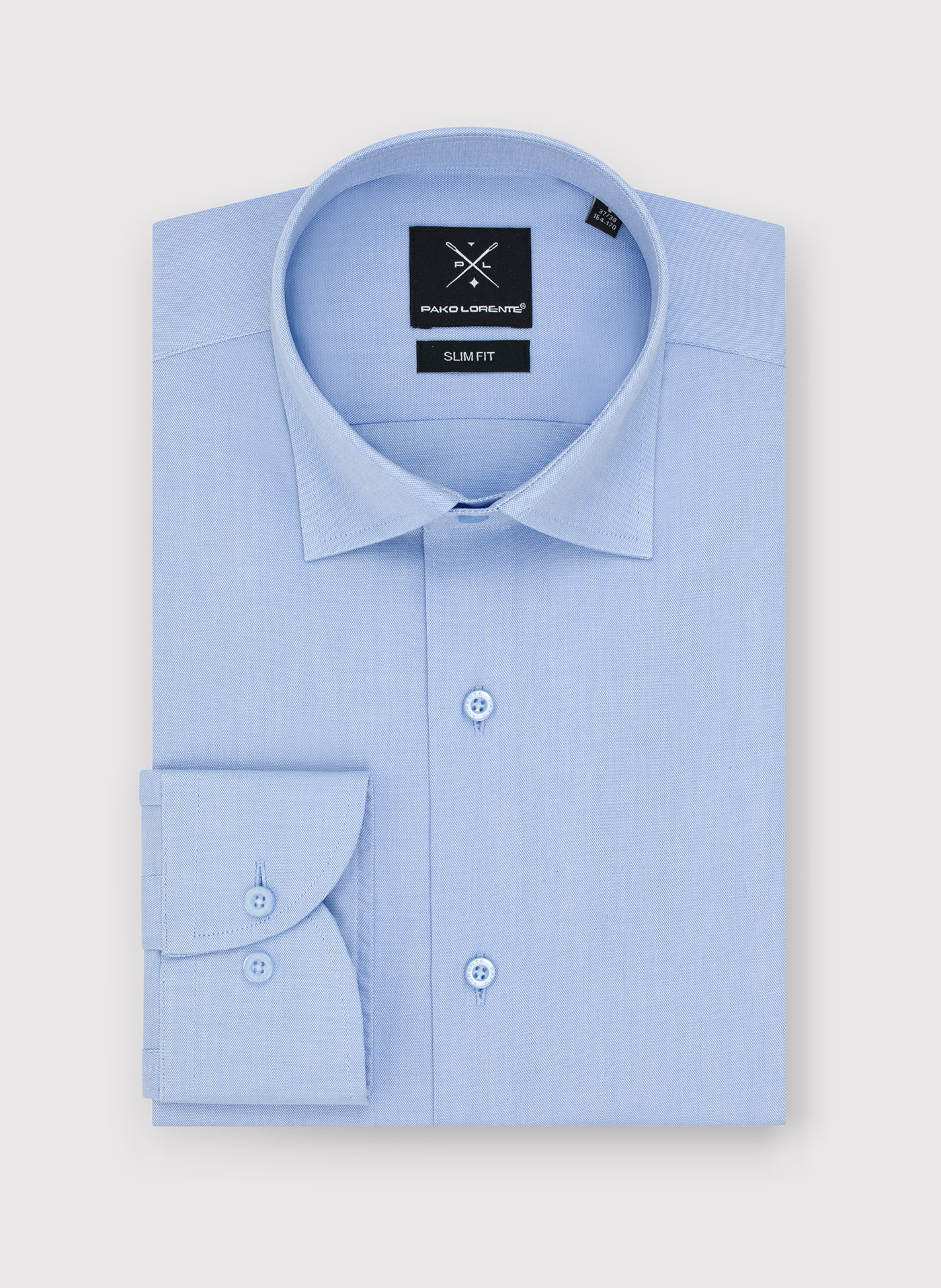 Gładka elegancka koszula męska w kolorze błękitnym - Pako Lorente