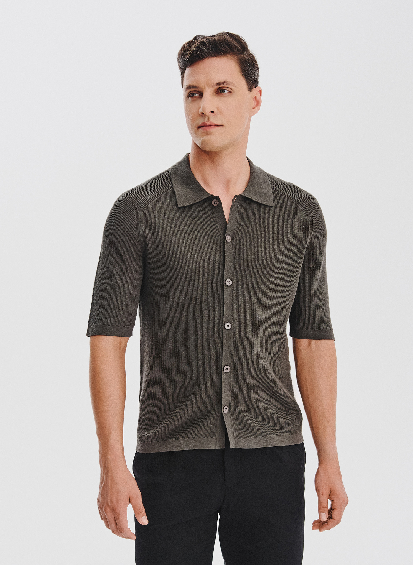 PAKO LORENTE - Zielone swetrowe polo z lnem - Pako Lorente