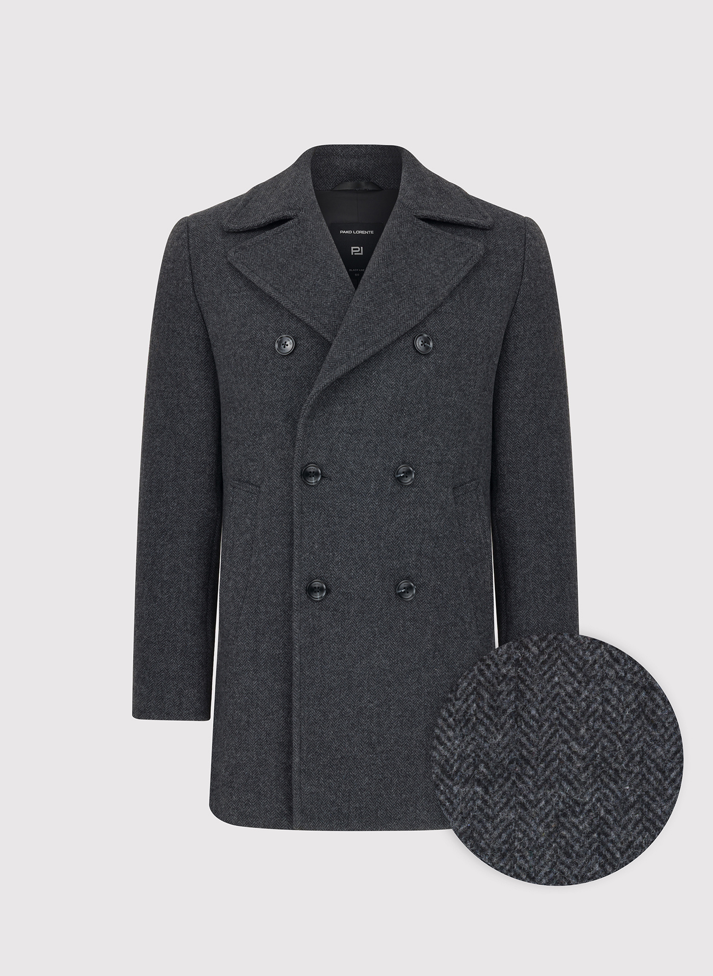 Szary płaszcz dwurzędowy z wełną - Pako Lorente