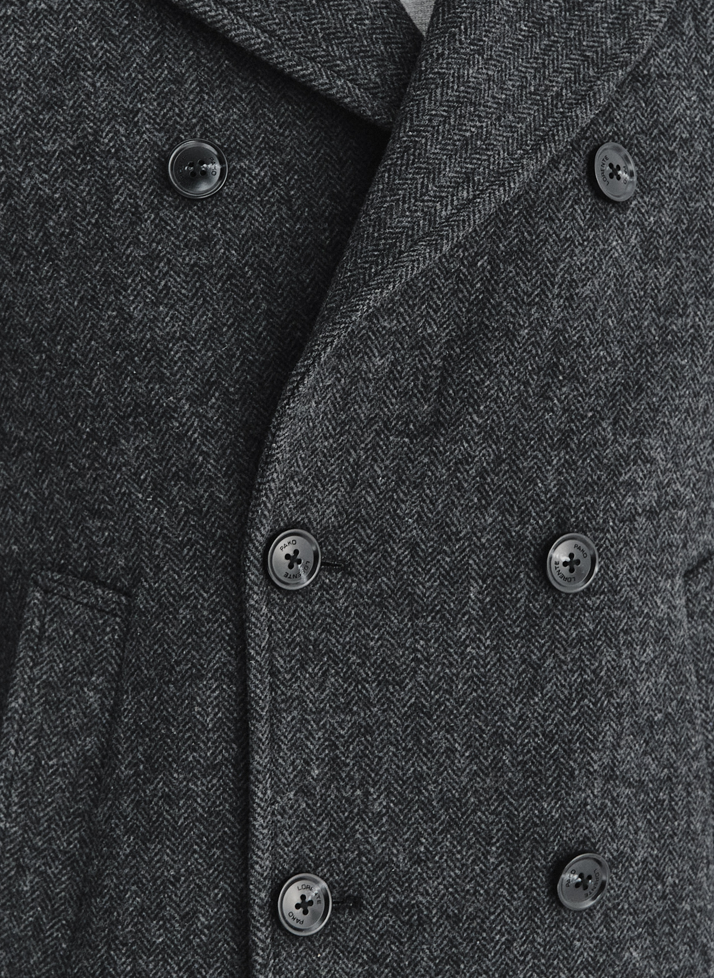 Szary płaszcz dwurzędowy z wełną - Pako Lorente