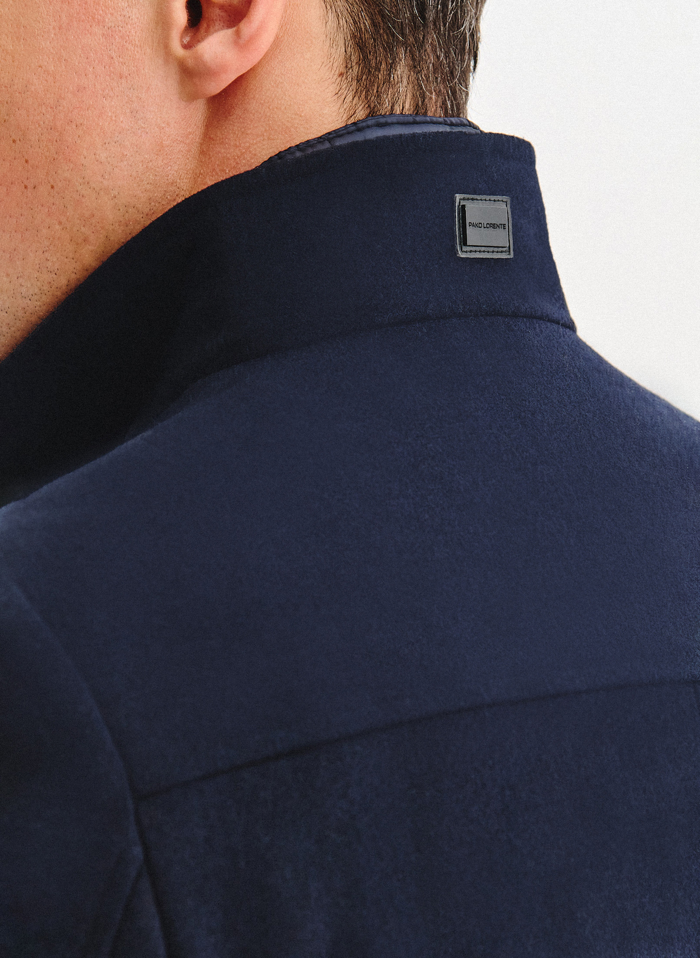 PAKO LORENTE - Granatowy wełniany płaszcz ze stójką - Pako Lorente