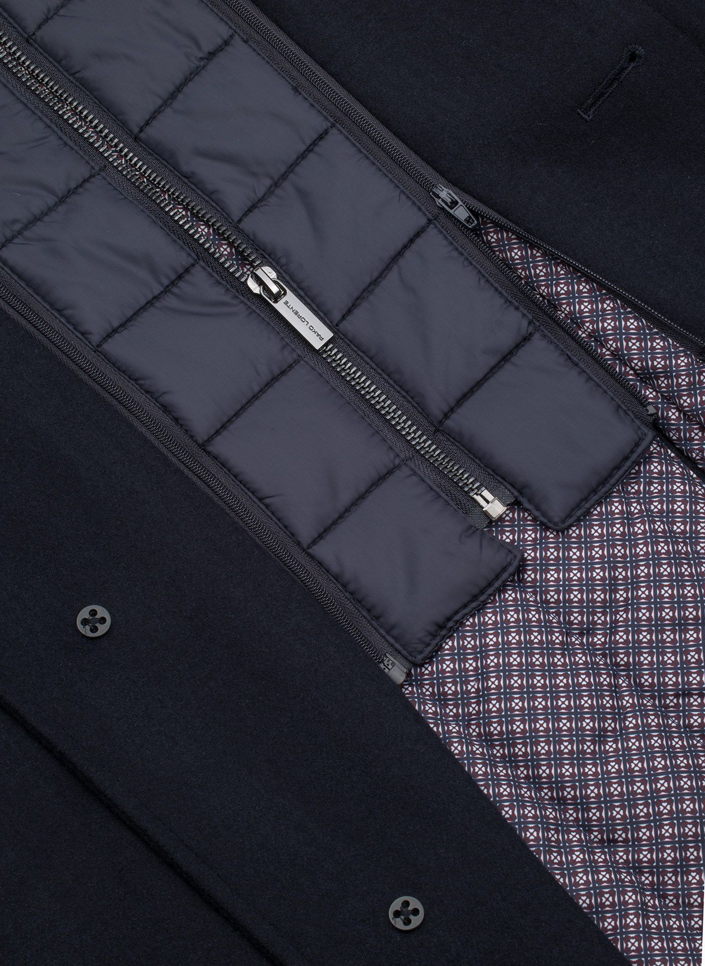 PAKO LORENTE - Granatowy wełniany płaszcz ze stójką - Pako Lorente