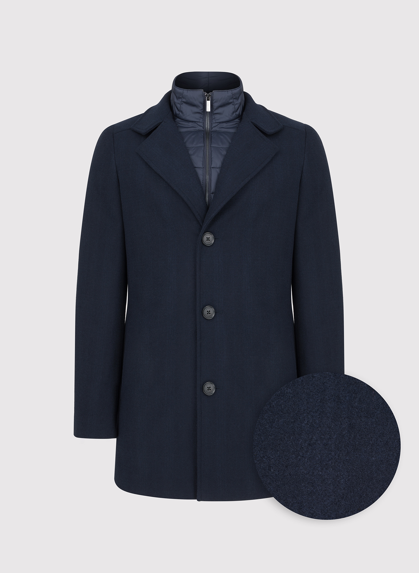 PAKO LORENTE - Granatowy wełniany płaszcz ze stójką - Pako Lorente