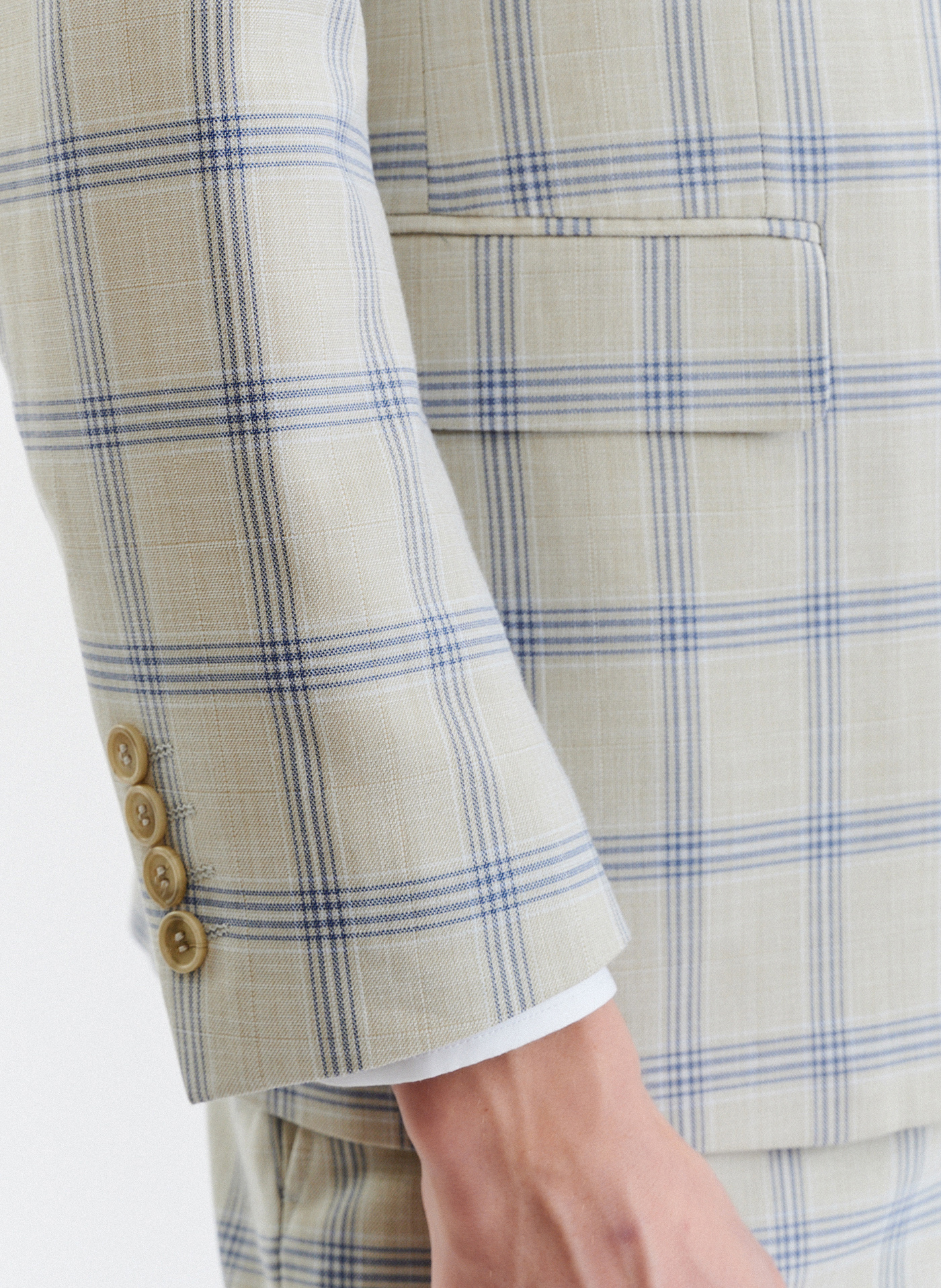 Beżowa marynarka garniturowa w kratę - Pako Lorente