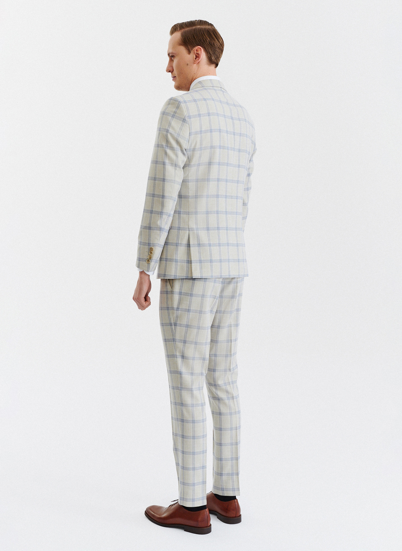 Beżowa marynarka garniturowa w kratę - Pako Lorente