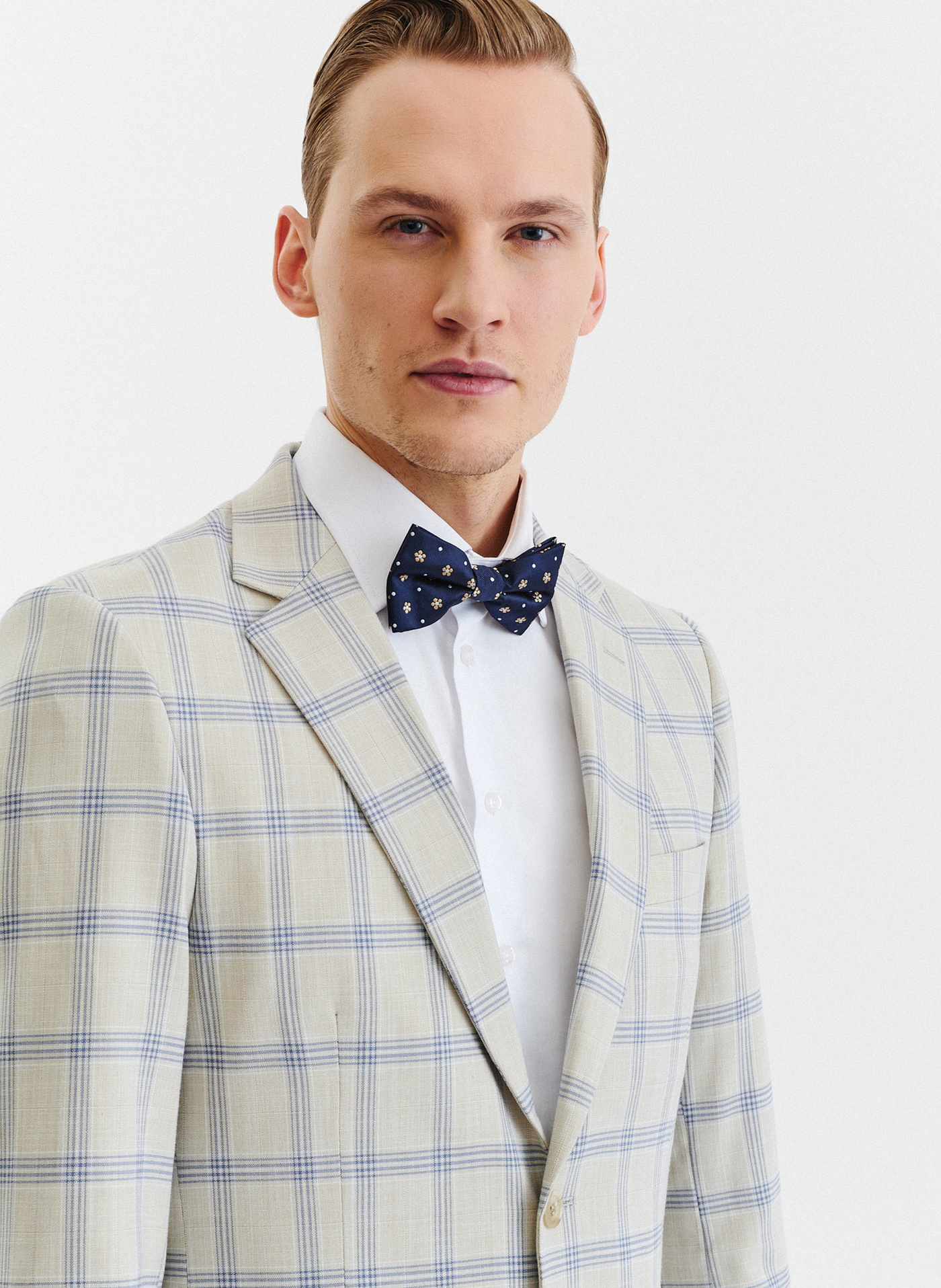 Beżowa marynarka garniturowa w kratę - Pako Lorente