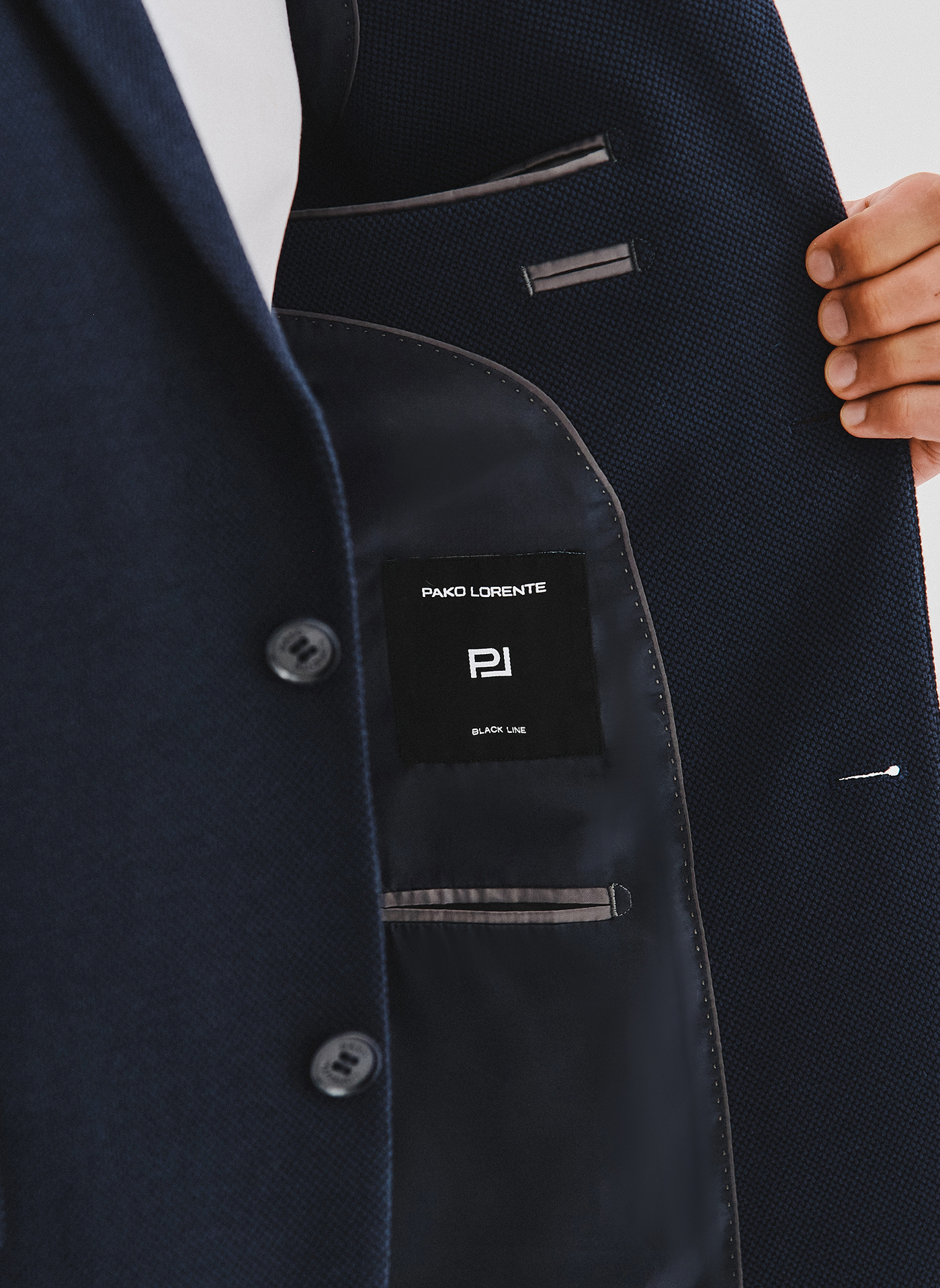 Granatowa żakardowa marynarka męska - Pako Lorente