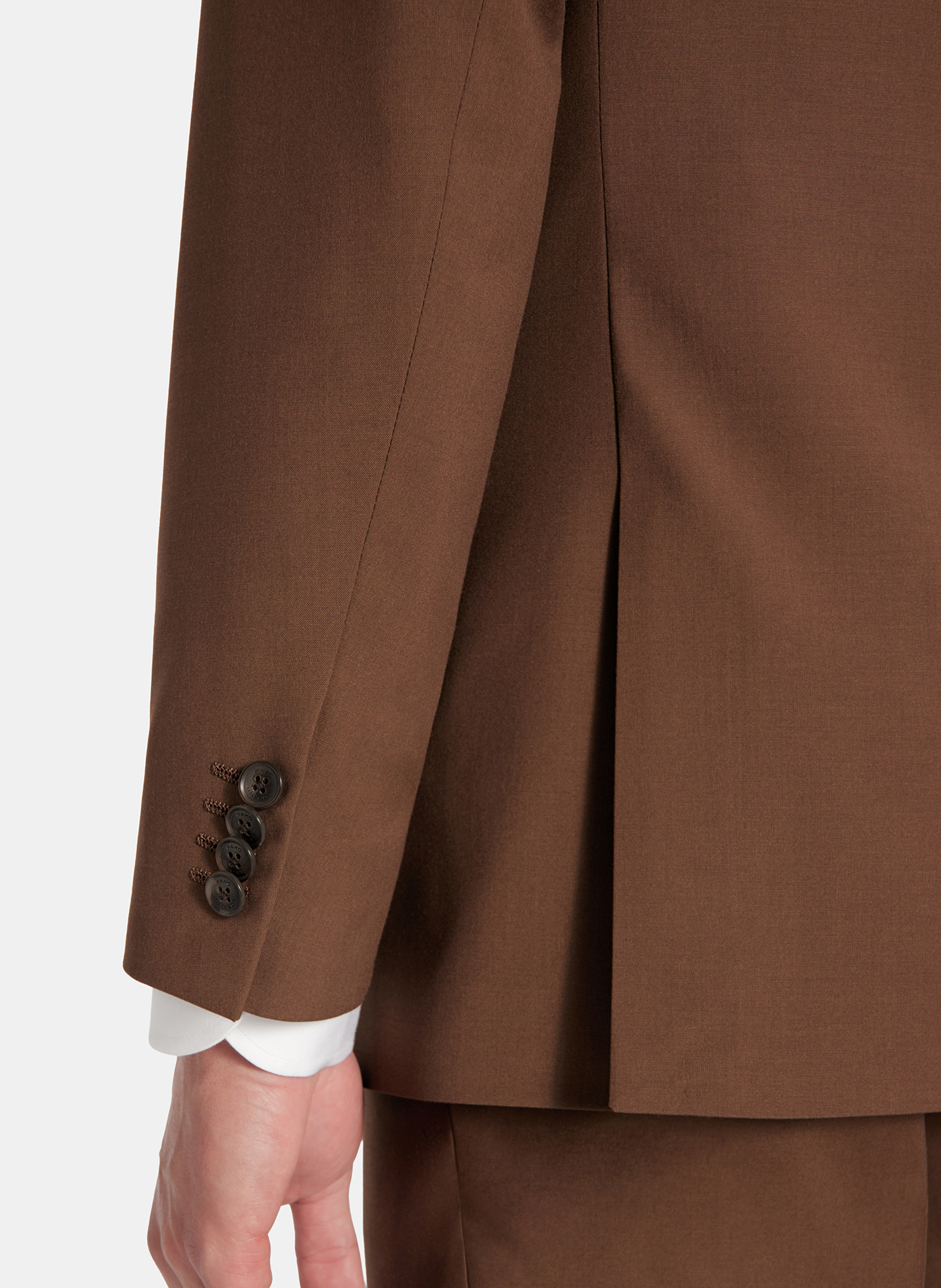 PAKO LORENTE - Gładki brązowy garnitur męski - Pako Lorente