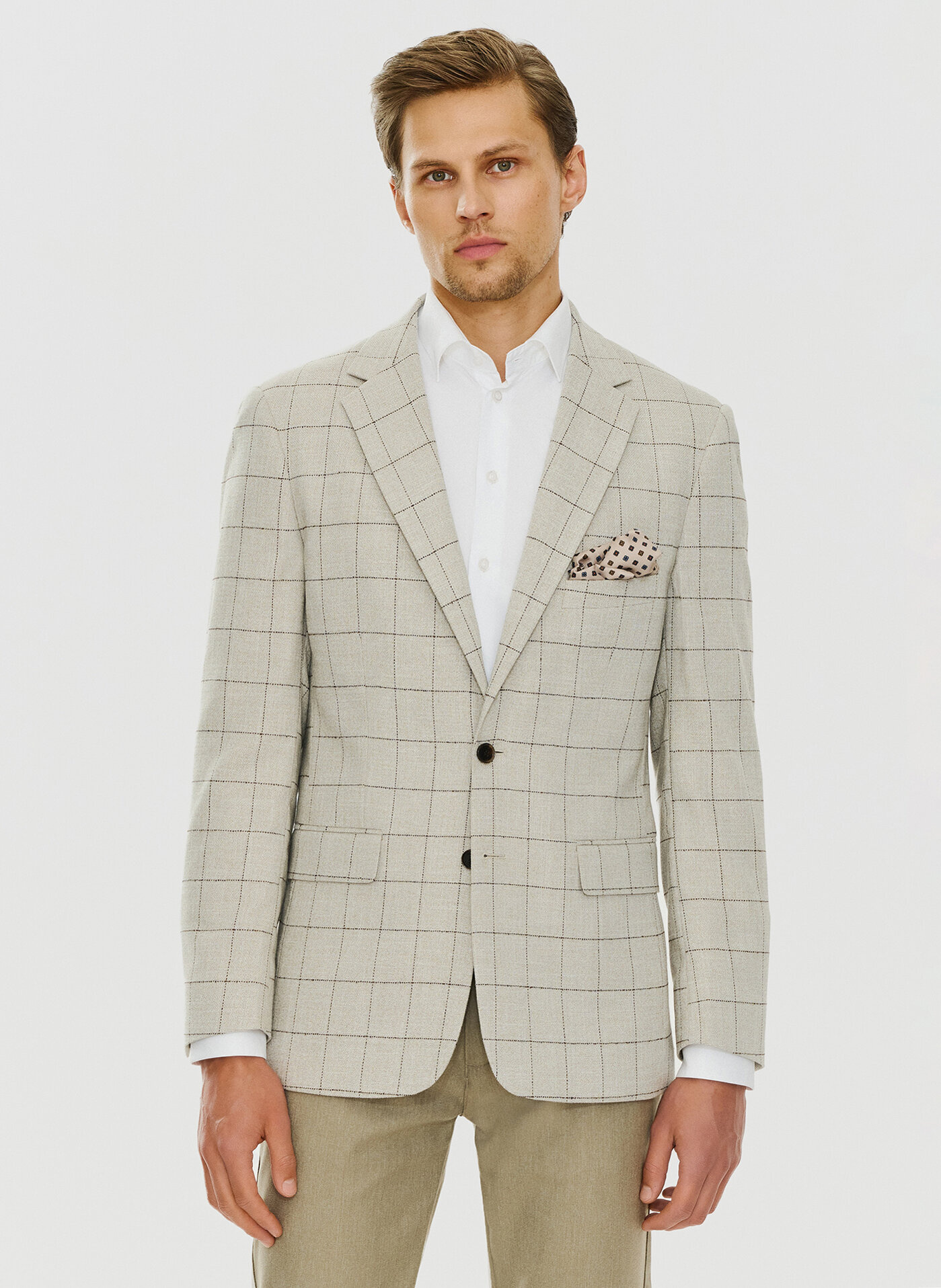 Casualowa marynarka męska w kratę - Pako Lorente