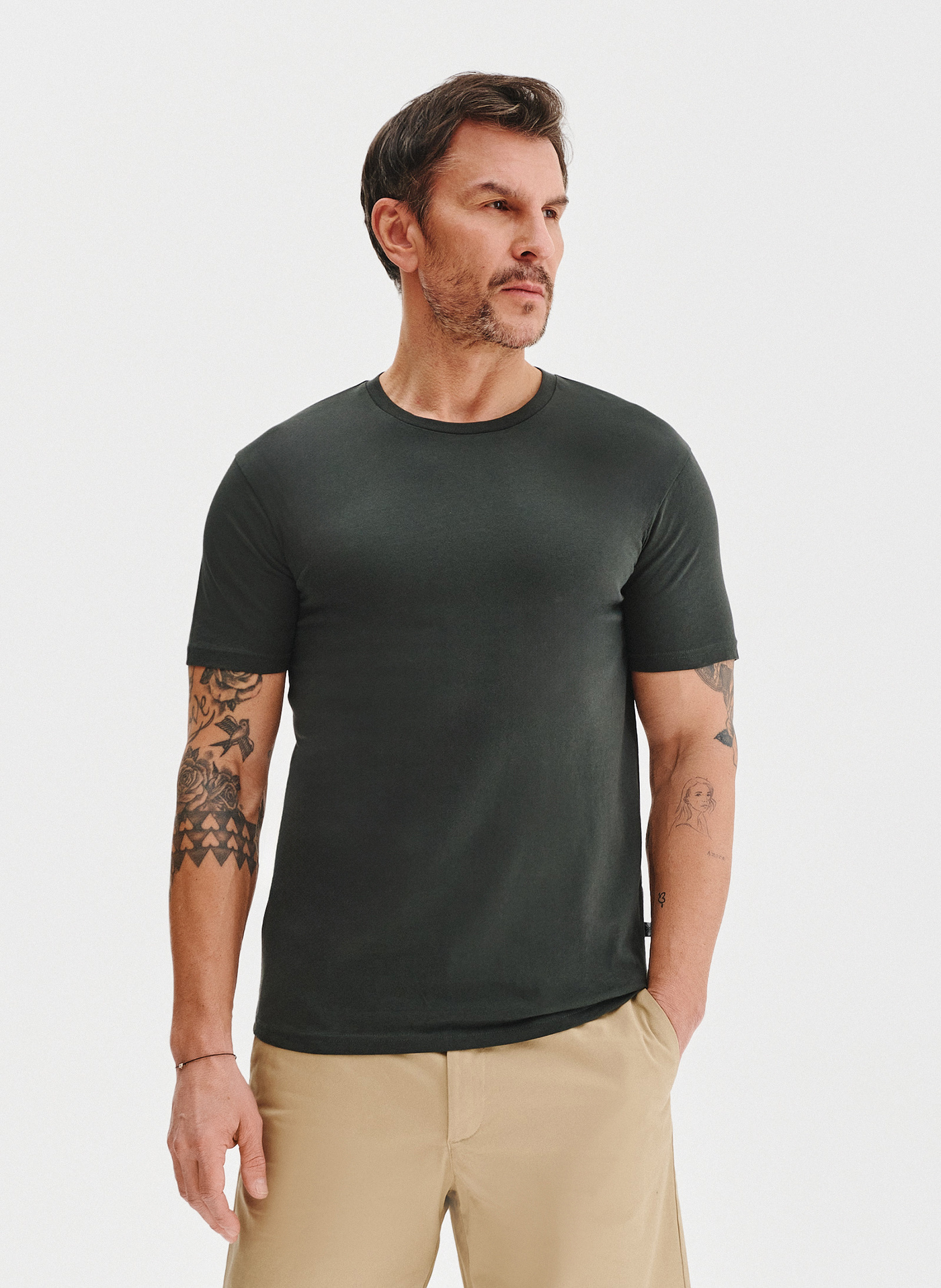 Bawełniany oliwkowy t-shirt - Pako Lorente