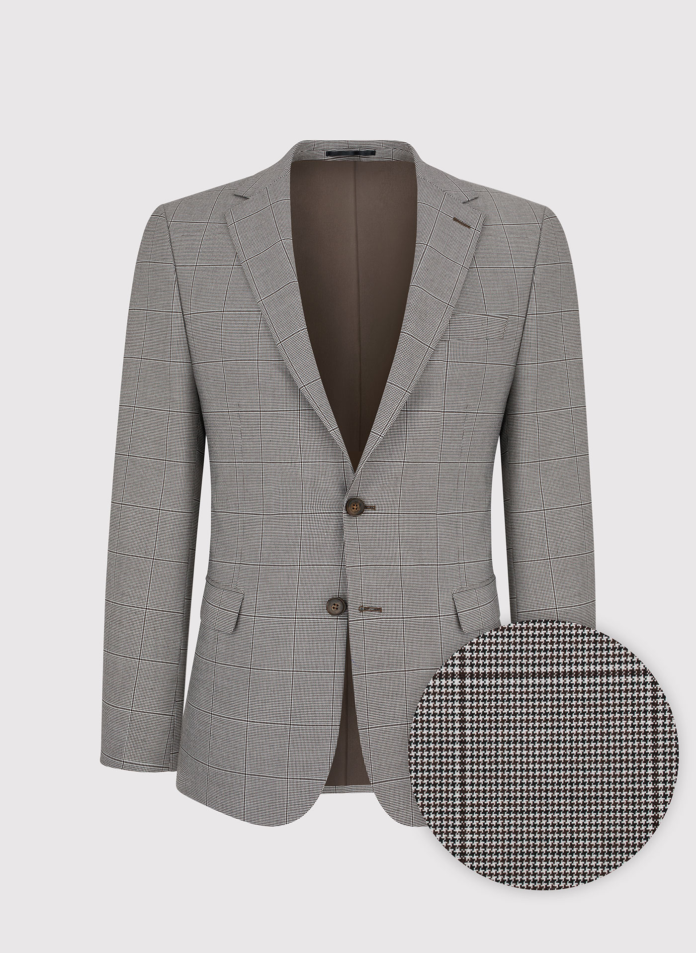 Męska marynarka garniturowa w kratę w brązowych tonach - Pako Lorente