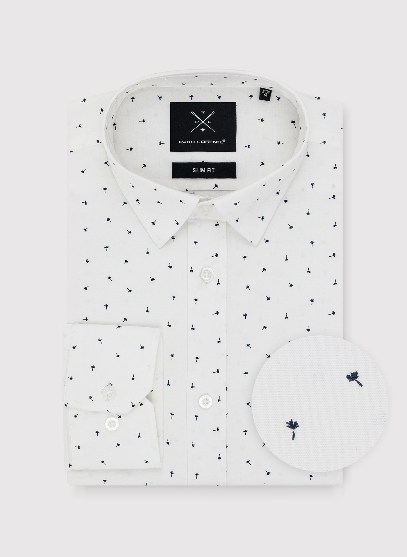 Biała koszula męska w mikrowzór - Pako Lorente