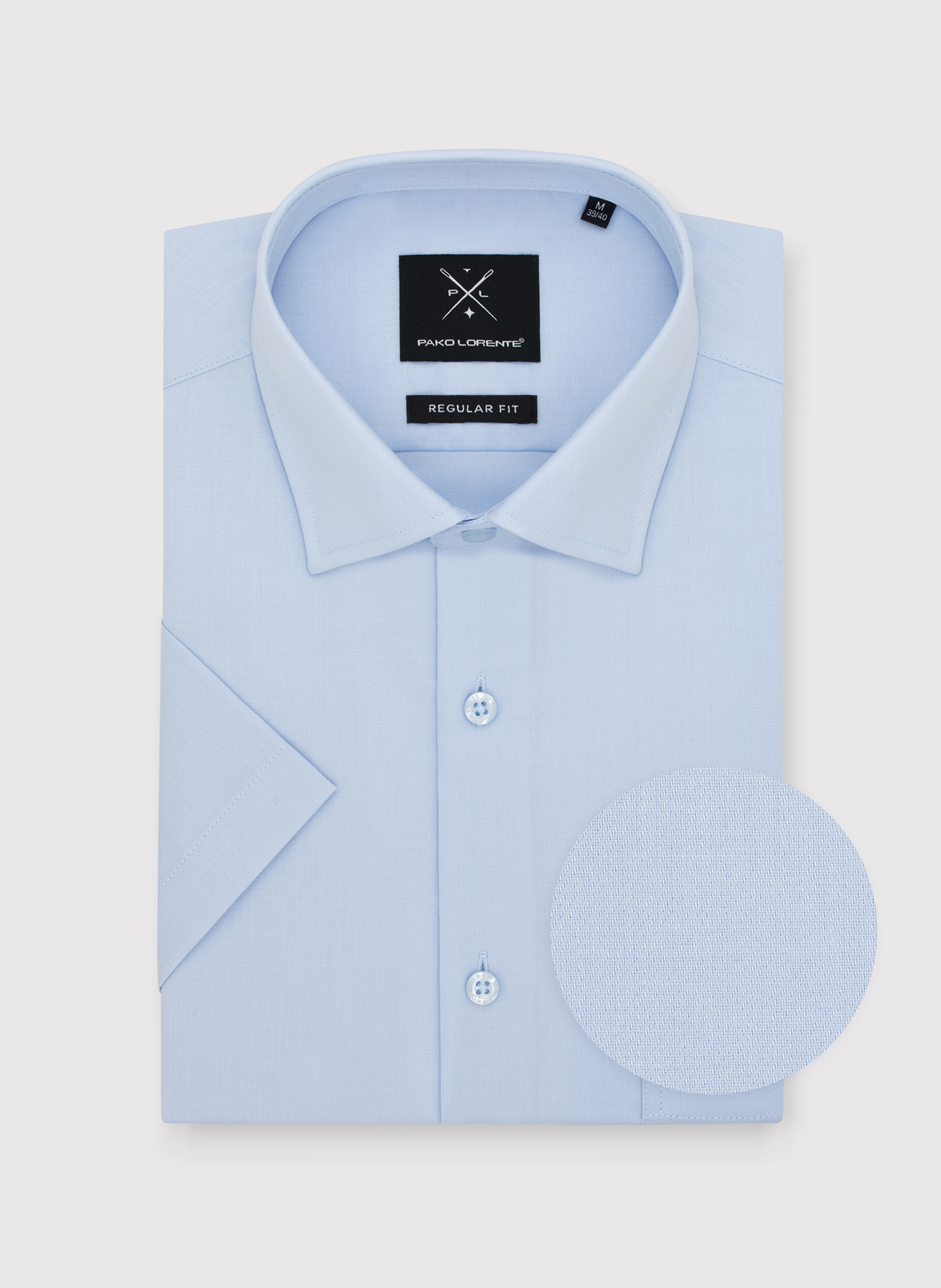PAKO LORENTE - Niebieska koszula męska z krótkim rękawem - Pako Lorente