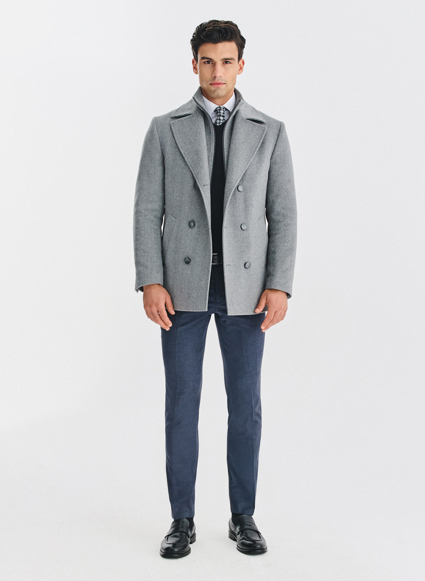 PAKO LORENTE - Wełniany dwurzędowy płaszcz męski - Pako Lorente