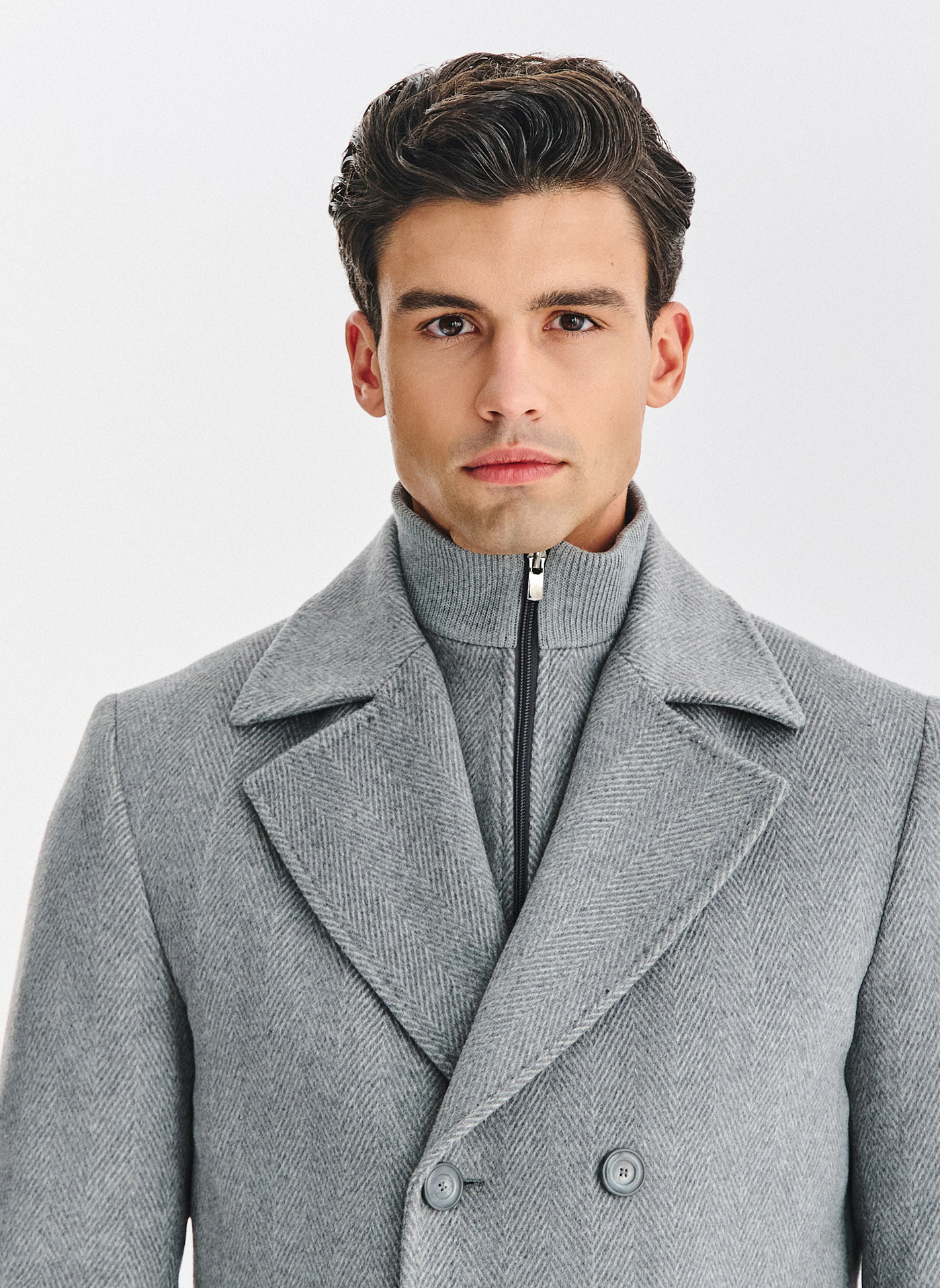 PAKO LORENTE - Wełniany dwurzędowy płaszcz męski - Pako Lorente