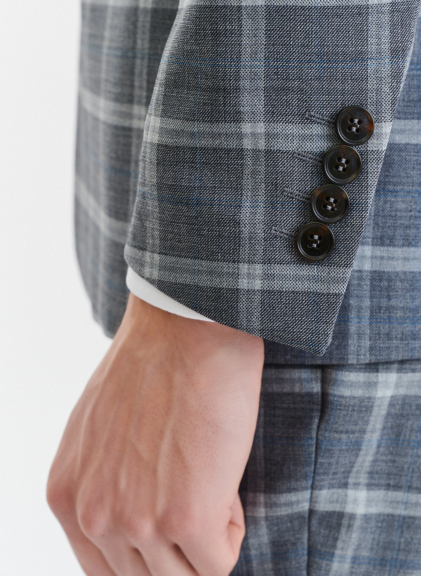 Szara marynarka garniturowa w kratę z wełną - Pako Lorente