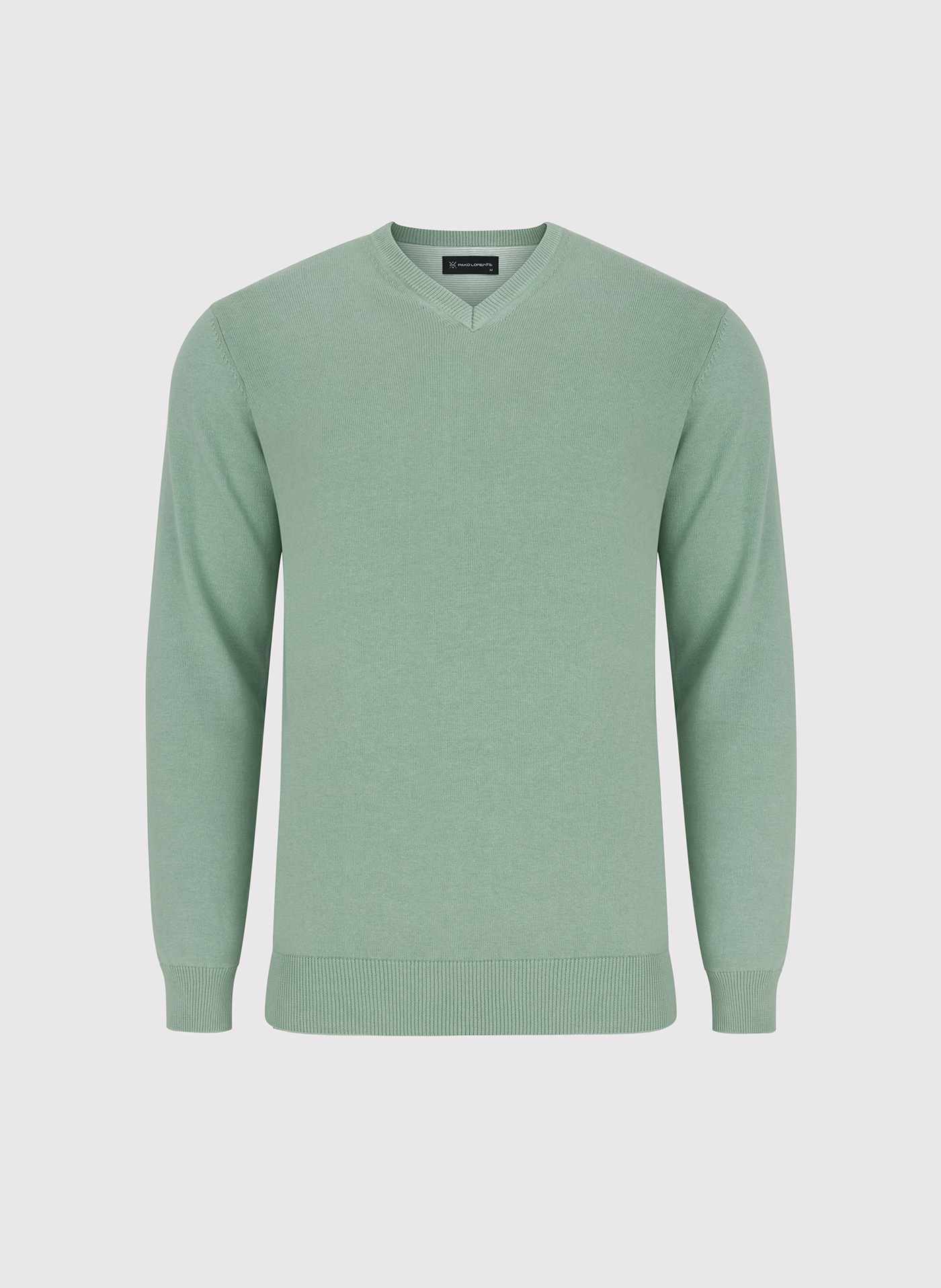 Zielony męski sweter w serek - Pako Lorente