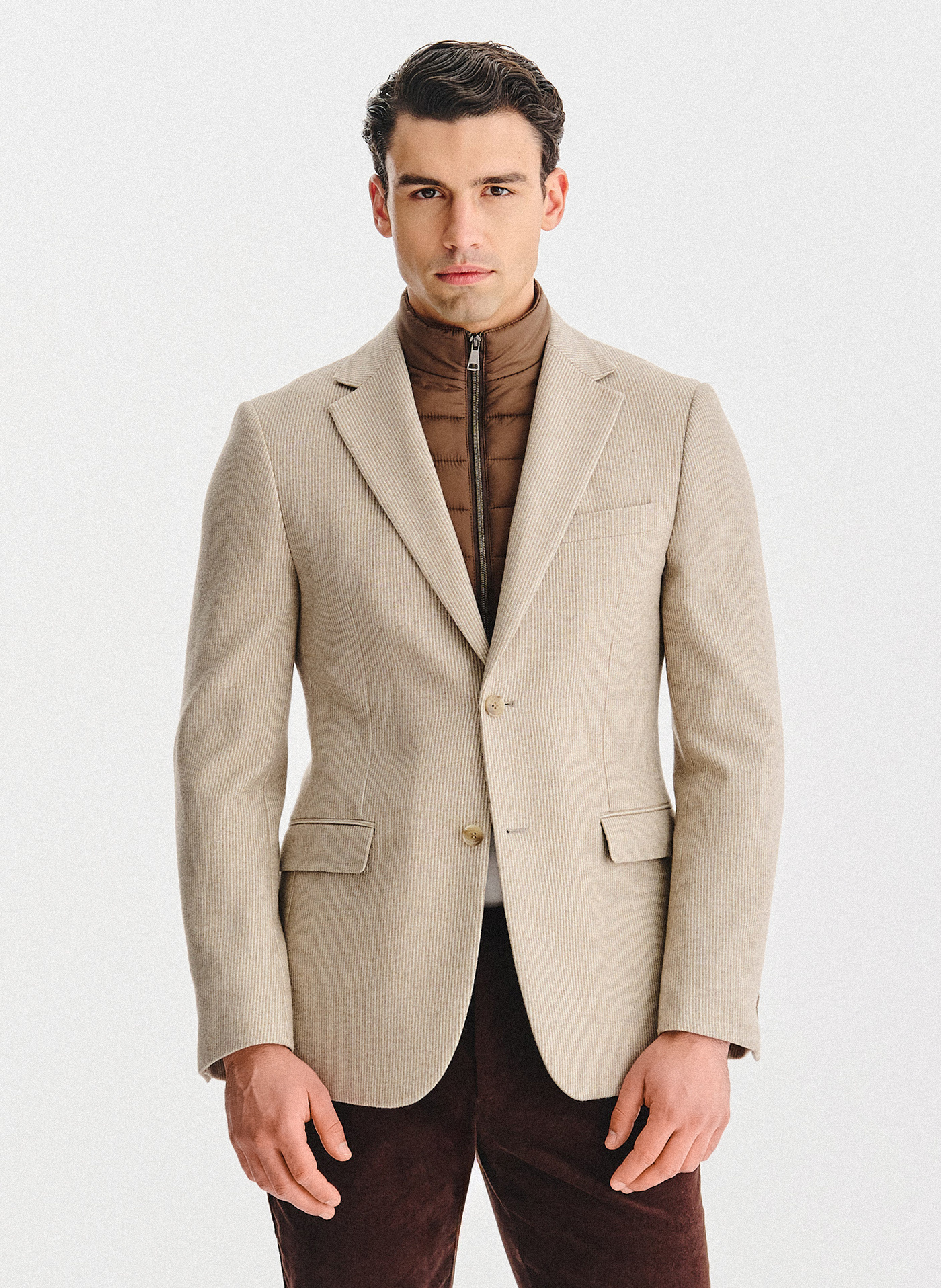 PAKO LORENTE - Beżowa marynarka męska z odpinaną stójką - Pako Lorente