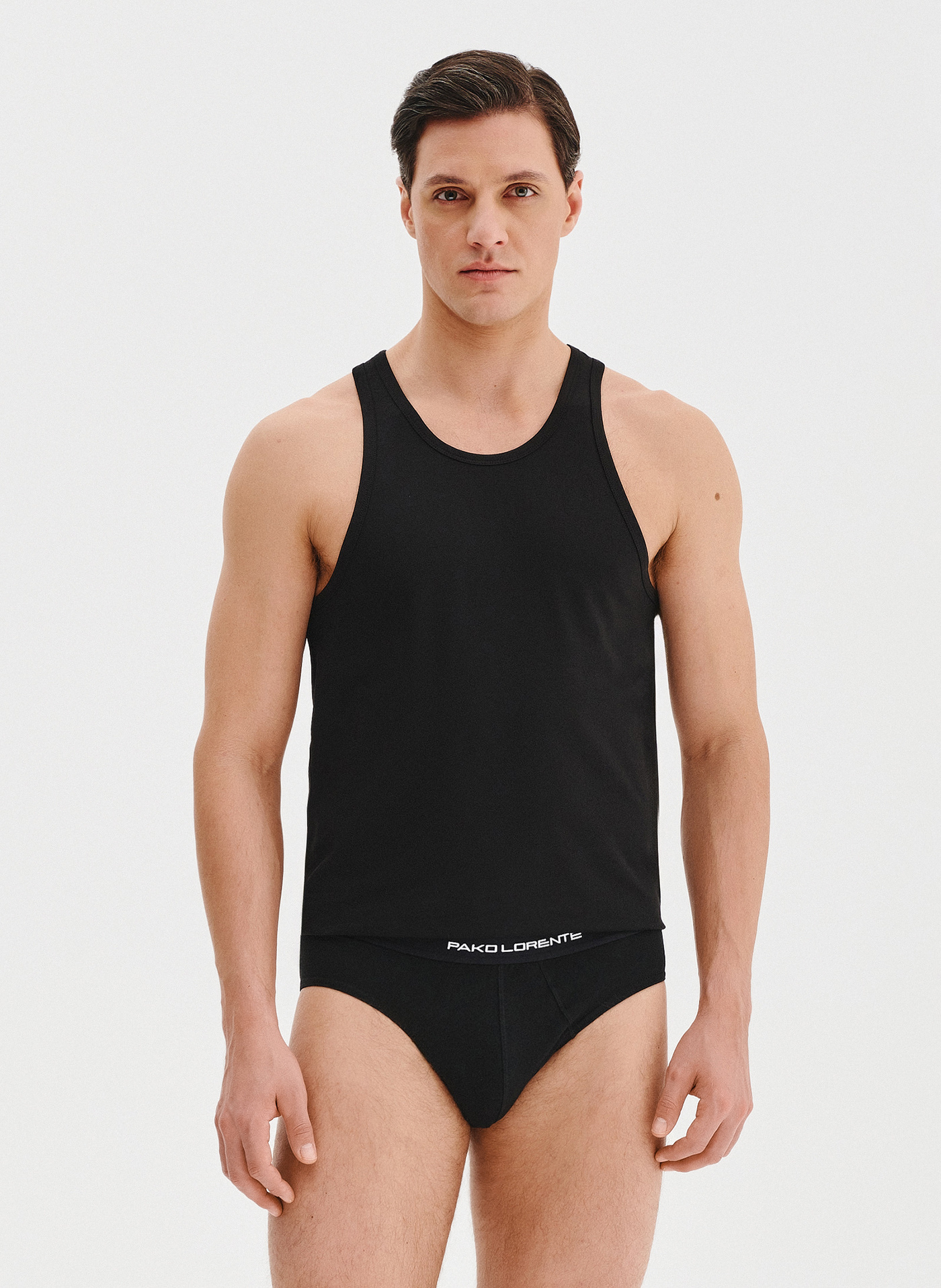 Tank top męski w czarnym kolorze  dwupak - Pako Lorente