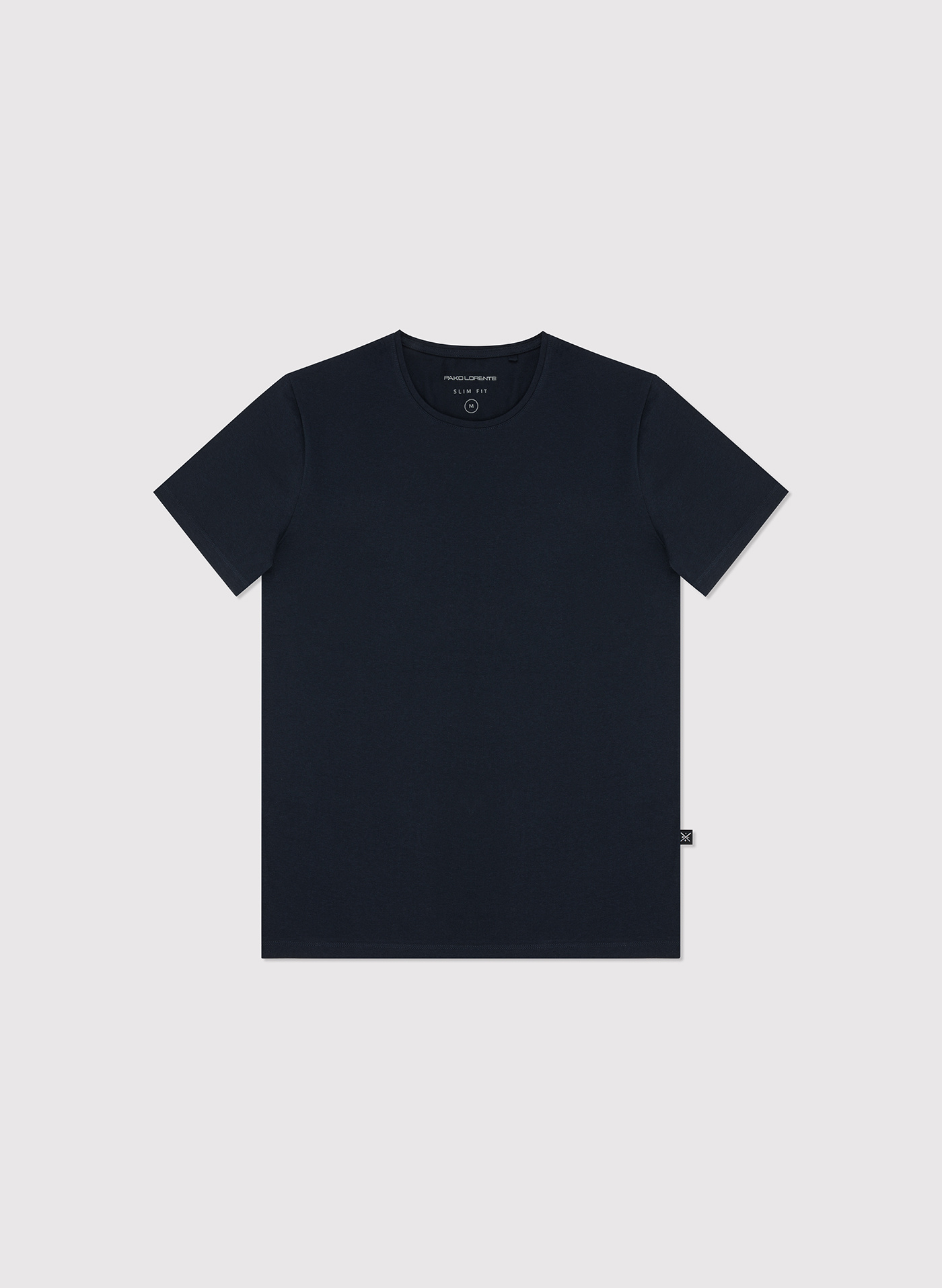 Granatowy gładki T-shirt Basic - Pako Lorente