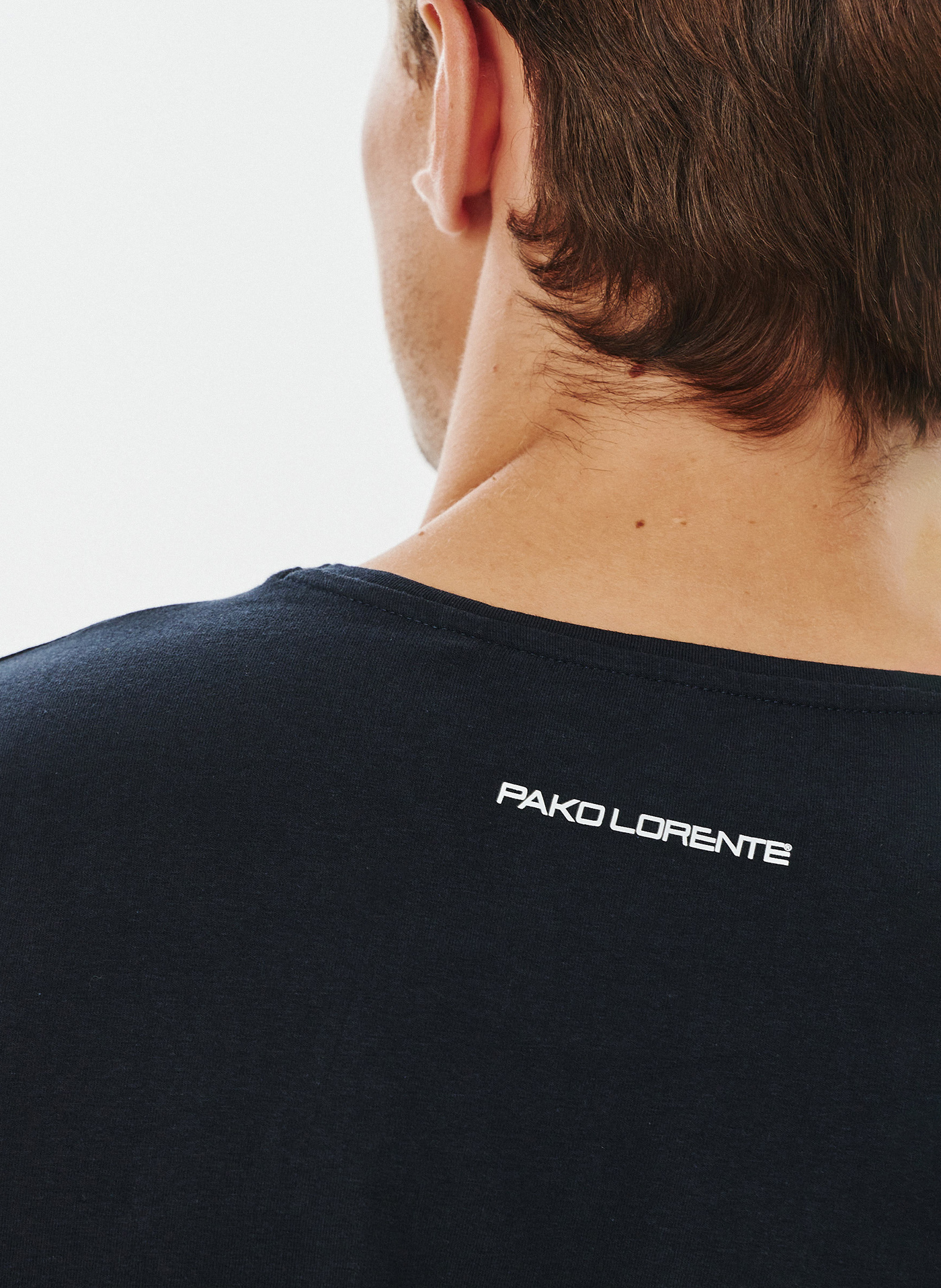 Granatowy gładki T-shirt Basic - Pako Lorente