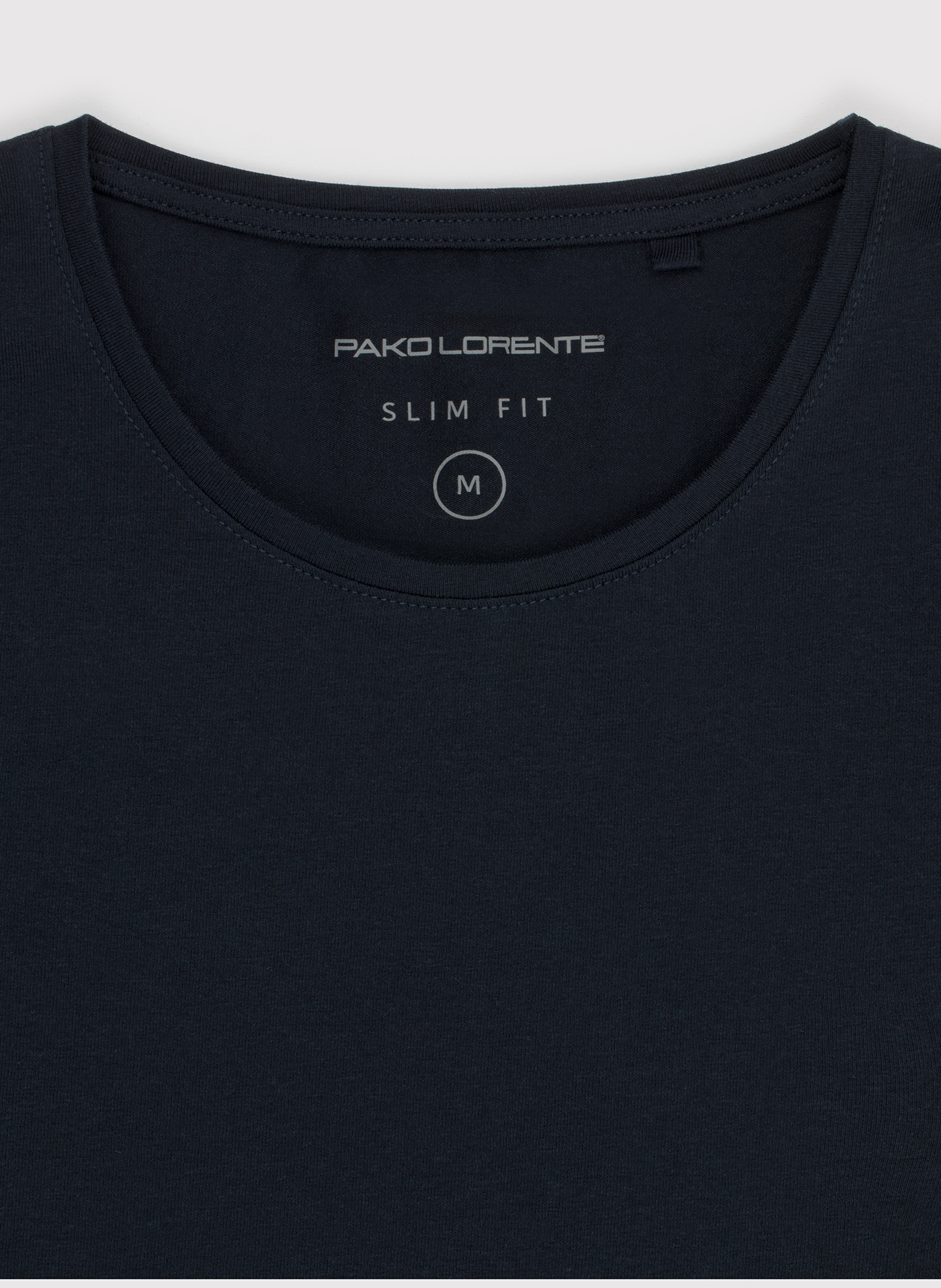 Granatowy gładki T-shirt Basic - Pako Lorente