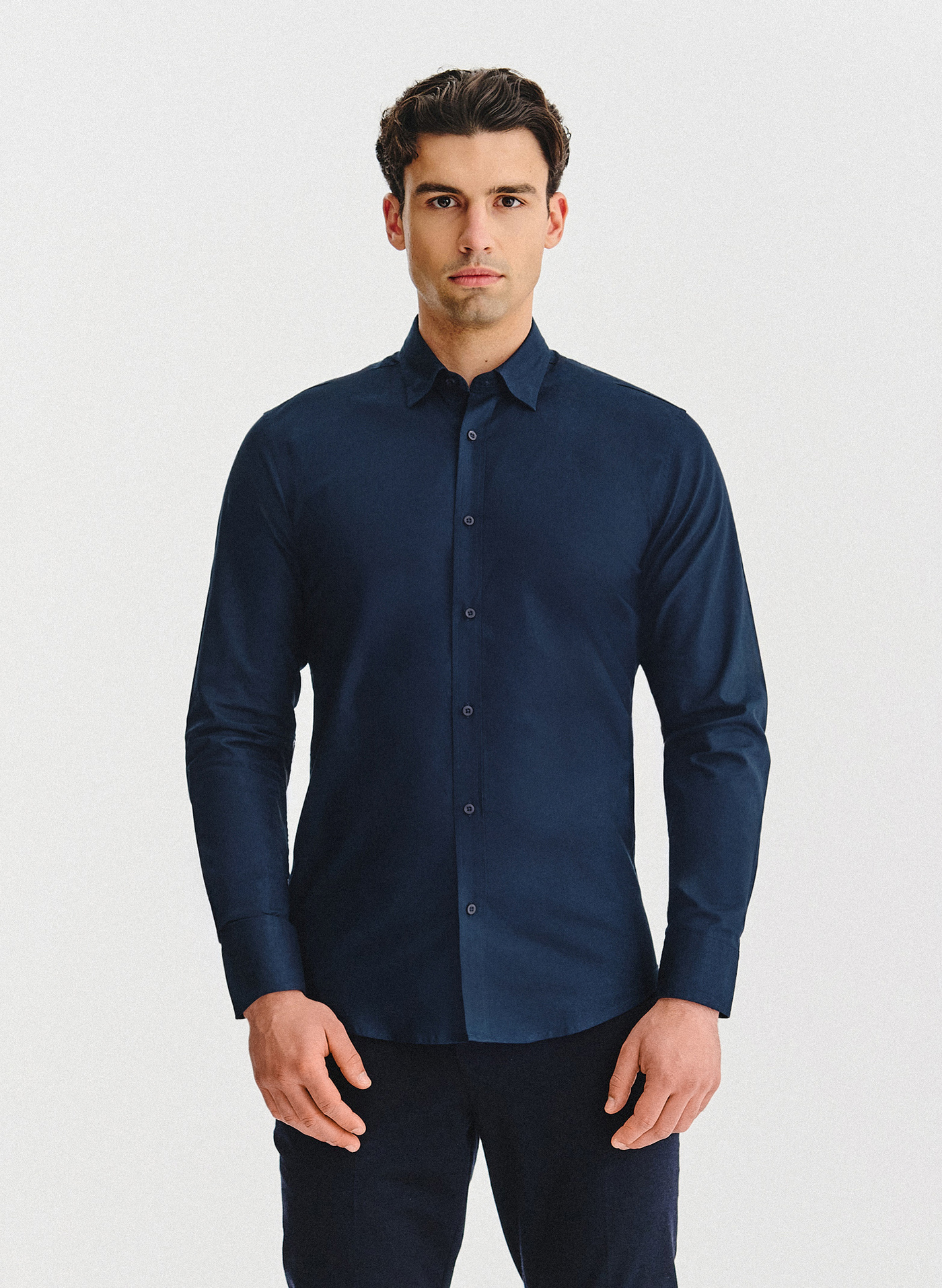 Granatowa bawełniana koszula męska - Pako Lorente