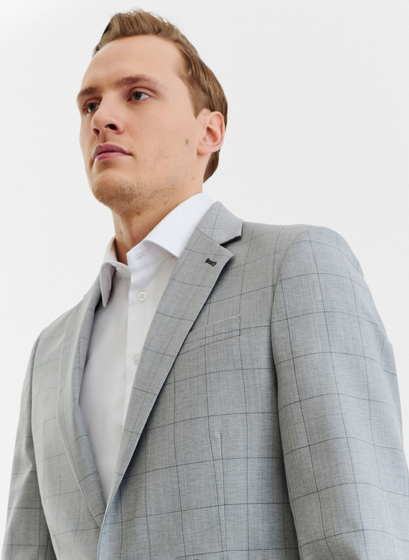 Szara wełniana marynarka garniturowa w kratę - Pako Lorente