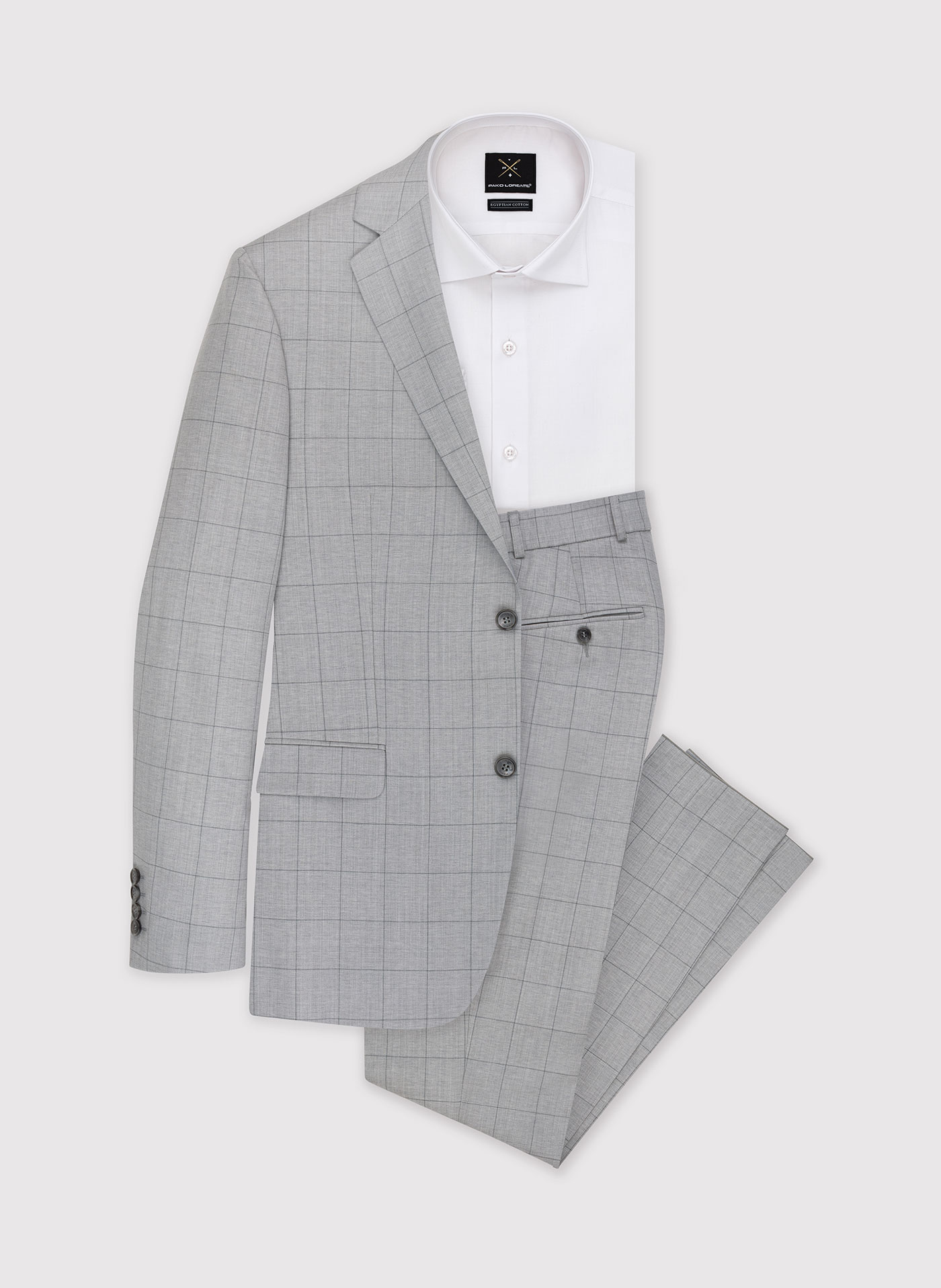 Szara wełniana marynarka garniturowa w kratę - Pako Lorente